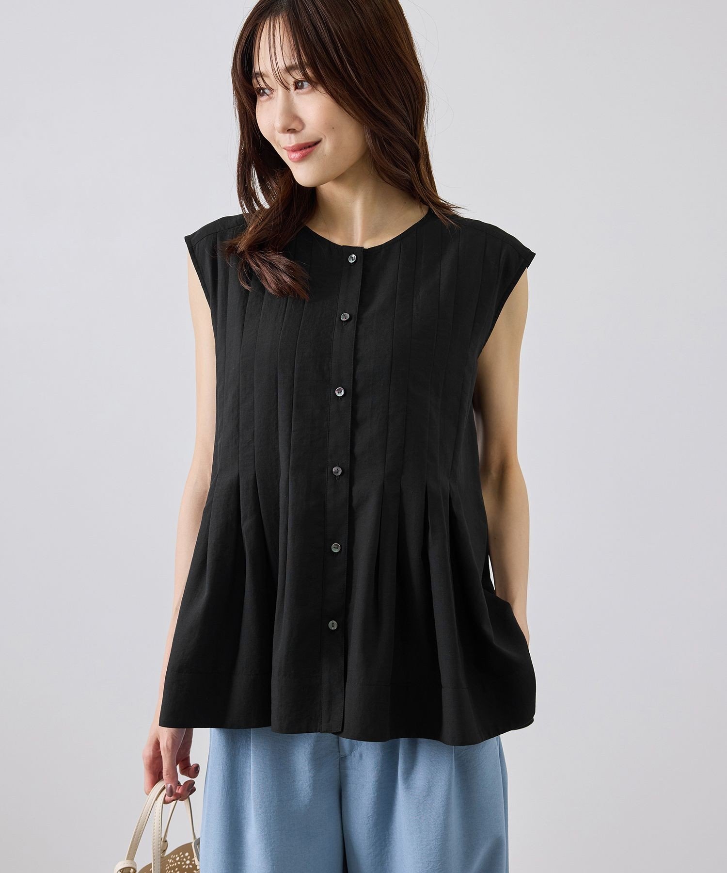 【SALE／50%OFF】ROPE' PICNIC 【WEB限定カラー】タックデザインペプラムシャツ ロペピクニック トップス シャツ・ブラウス ブルー ホワイト ブラック ピンク stylife-15693966 Rakuten Fashion サンプル画像2