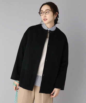 【SALE/70%OFF】UNTITLED 【STORY web掲載/軽く羽織れるミドル丈】ノーカラー コクーンコート<日本製/カシミヤ混> アンタイトル ジャケット・アウター その他のジャケット・アウター ブラック グリーン ベージュ【送料無料】