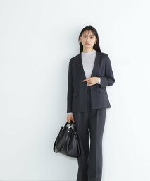 ナチュラルビューティーベーシック 服 レディース NATURAL BEAUTY BASIC シャークスキンSETUPシリーズ ノーカラージャケット 24SS ナチュラルビューティベーシック ジャケット・アウター テーラードジャケット・ブレザー ネイビー ベージュ【送料無料】