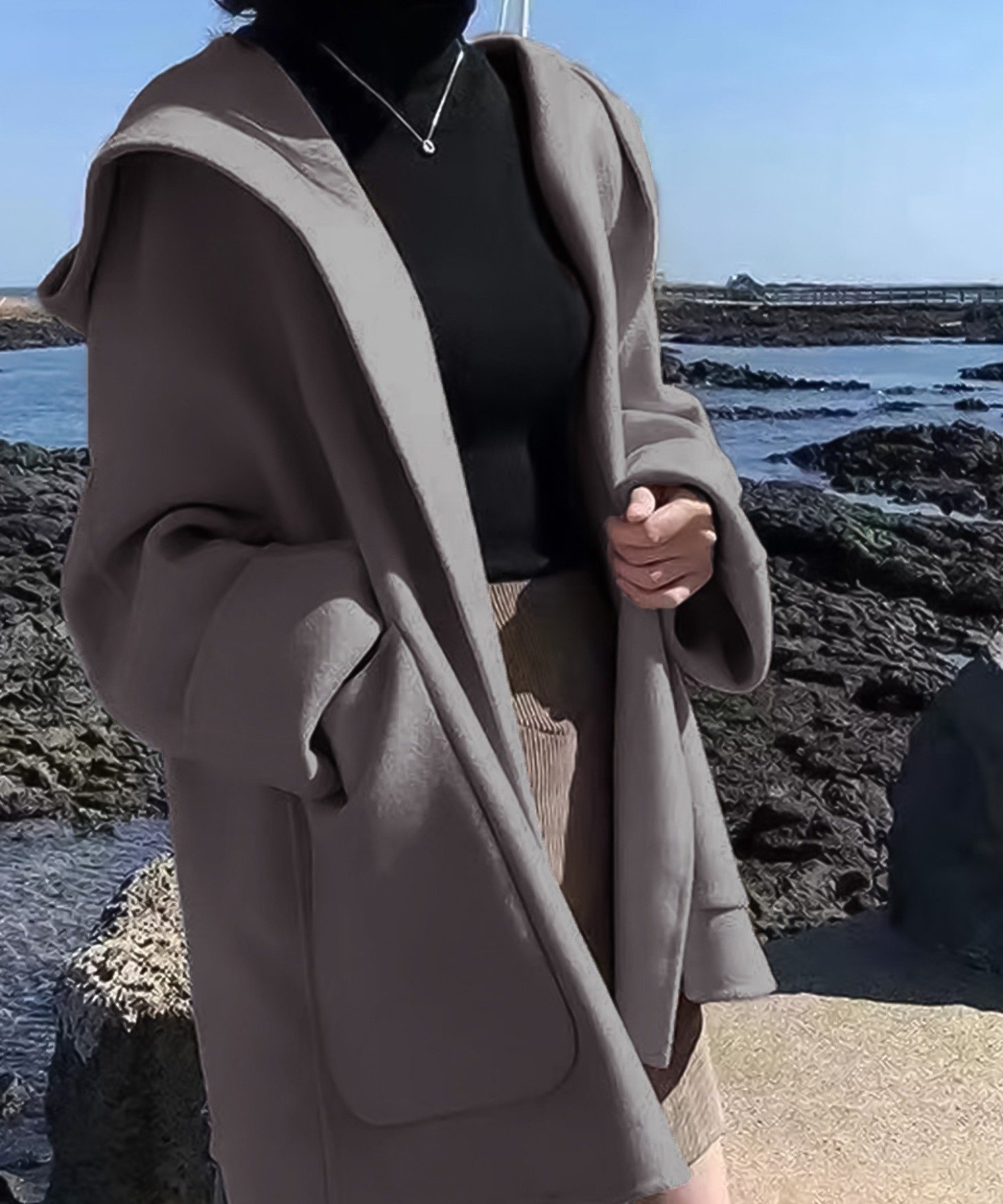 Girly Doll girlydoll/フード付きポンチョコート ドゥーラ ドゥーラ ジャケット・アウター ポンチョ グレー【送料無料】