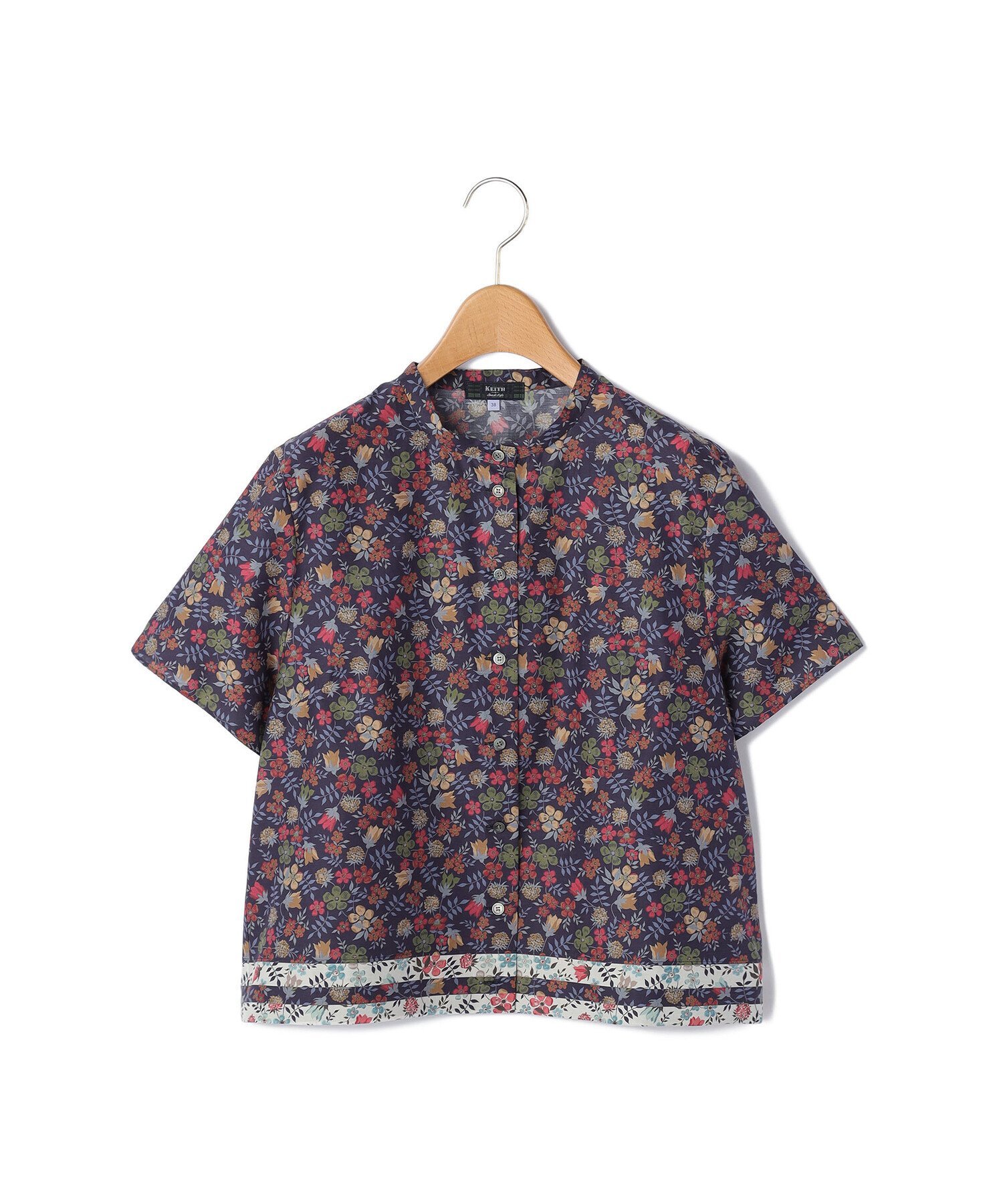 KEITH Anniversary Edenham Liberty Print Half Sleeve Blouse キース トップス シャツ・ブラウス ネイビー ホワイト【送料無料】