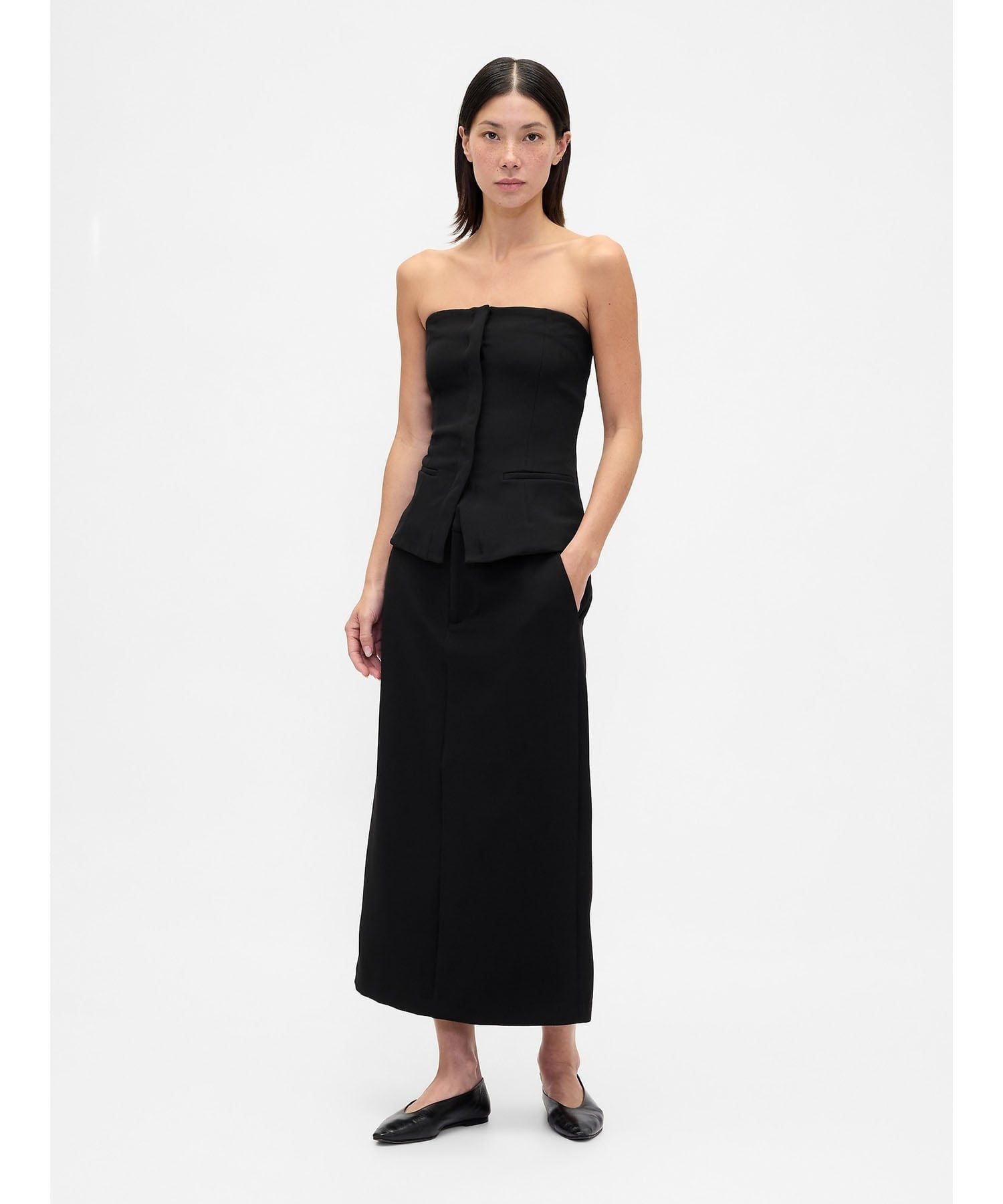 【SALE／66%OFF】GAP (W)バイストレッチ ミディ ペンシルスカート ギャップ スカート ミディアムスカート ブラック【送料無料】