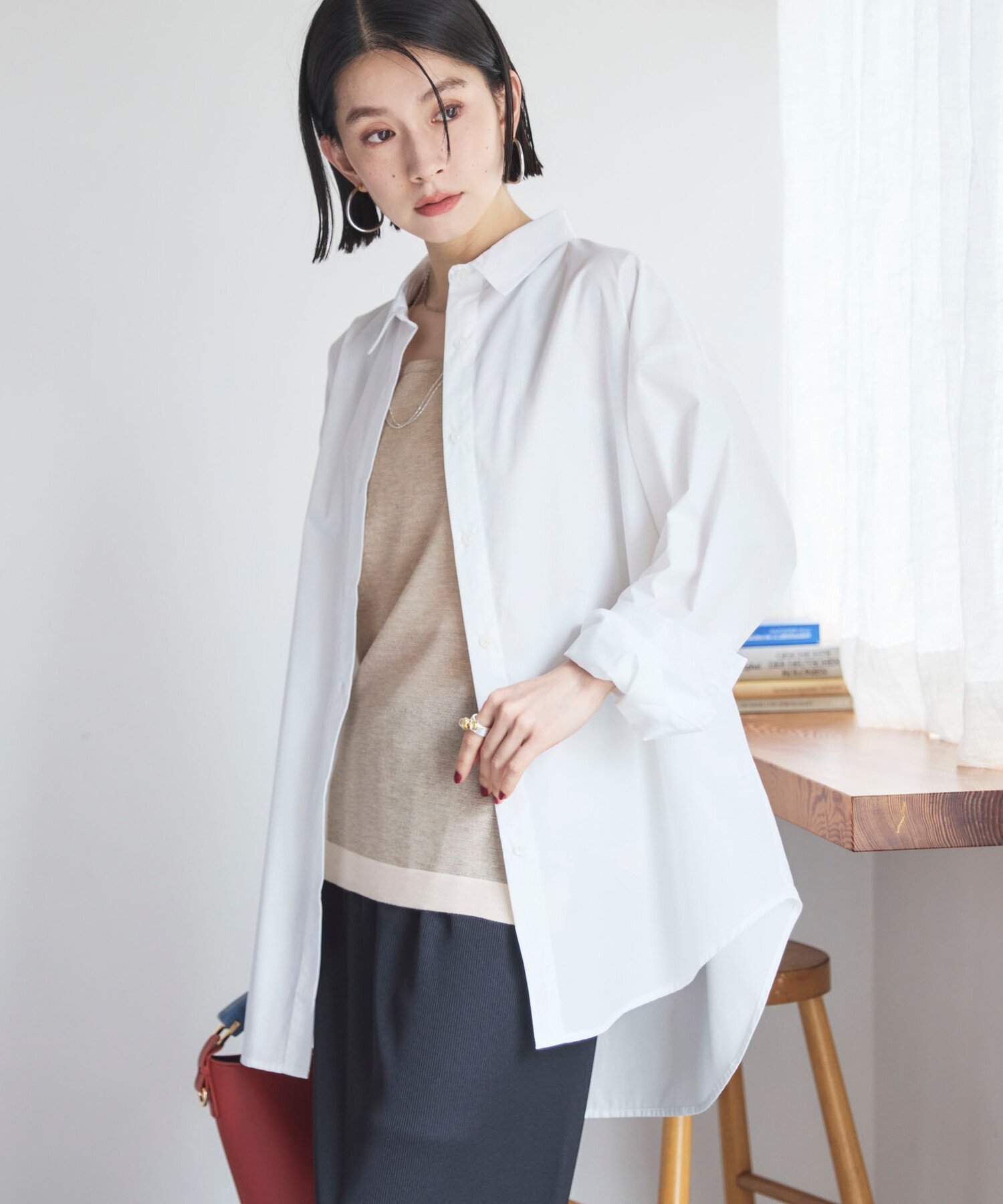 【SALE／30%OFF】DOUX ARCHIVES ベーシックオーバーシャツ/ ドゥアルシーヴ トップス シャツ・ブラウス ホワイト ブルー【送料無料】
