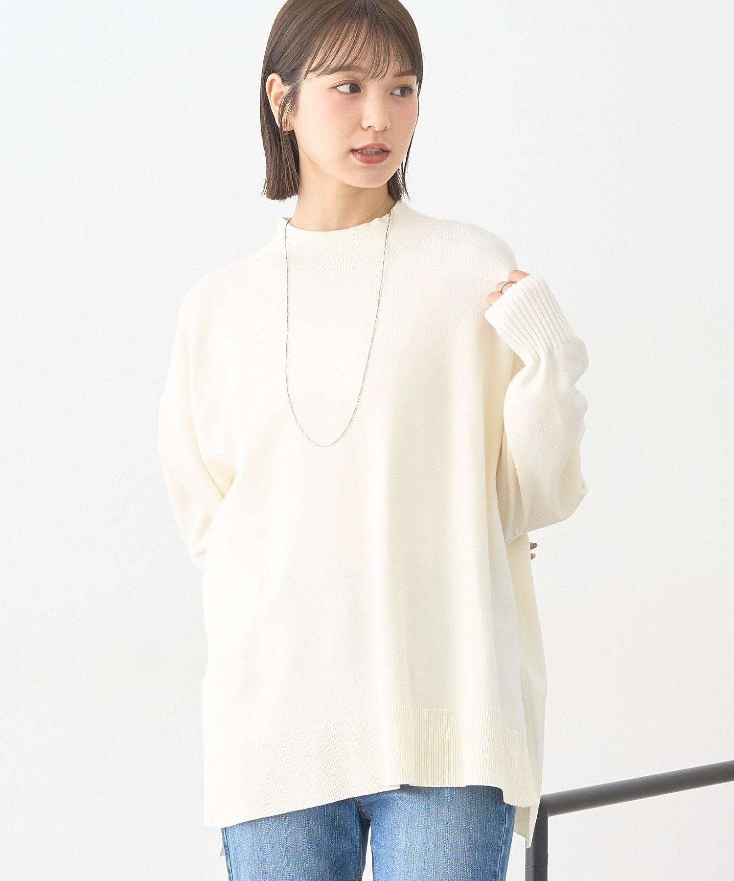 earth music&ecology 選べる丈ハイネックニット アースミュージック&エコロジー トップス ニット ホワ..