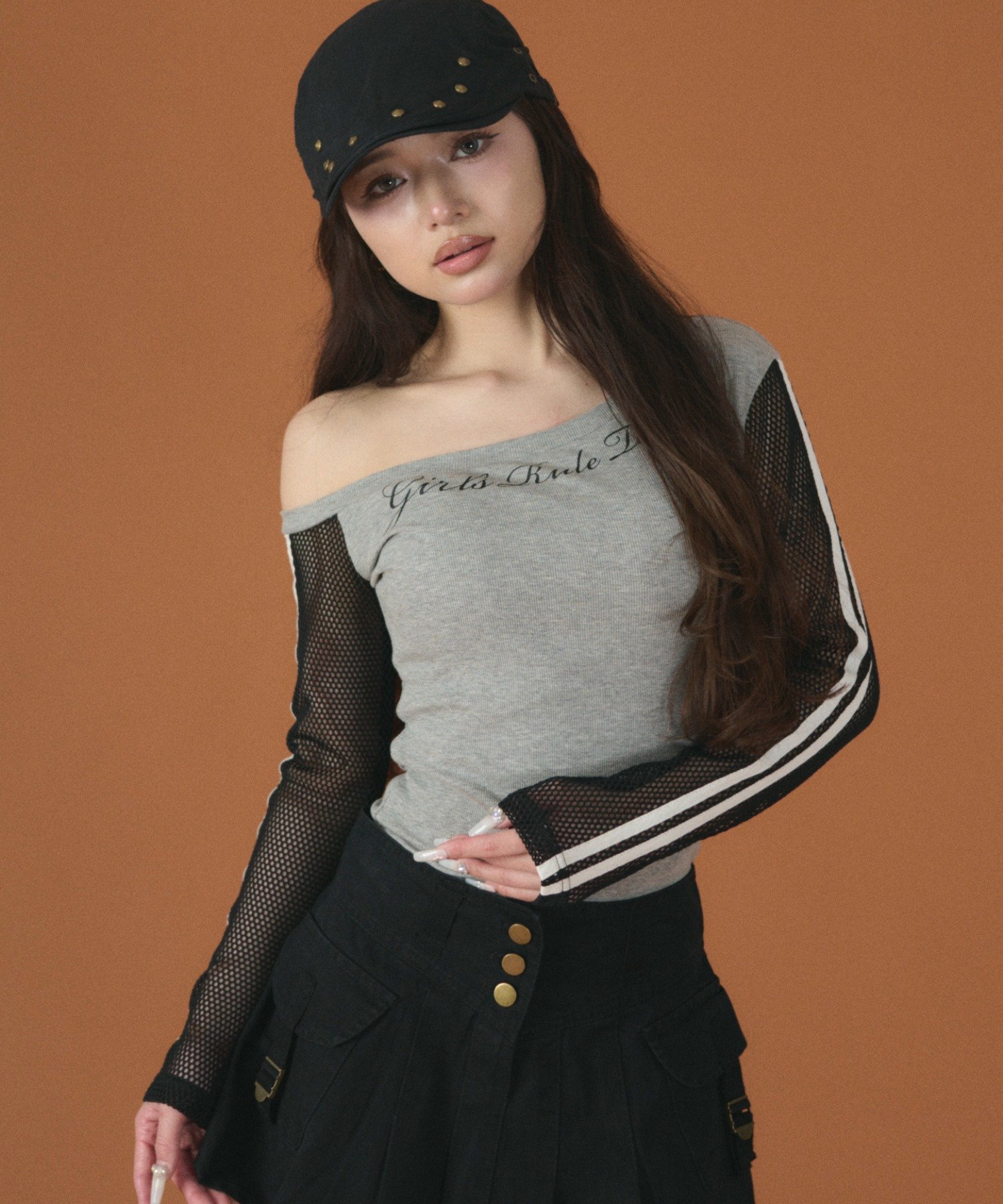 【SALE／15%OFF】WEGO LADY'S メッシュスリーブワンショルダー ウィゴー トップス カットソー・Tシャツ グレー