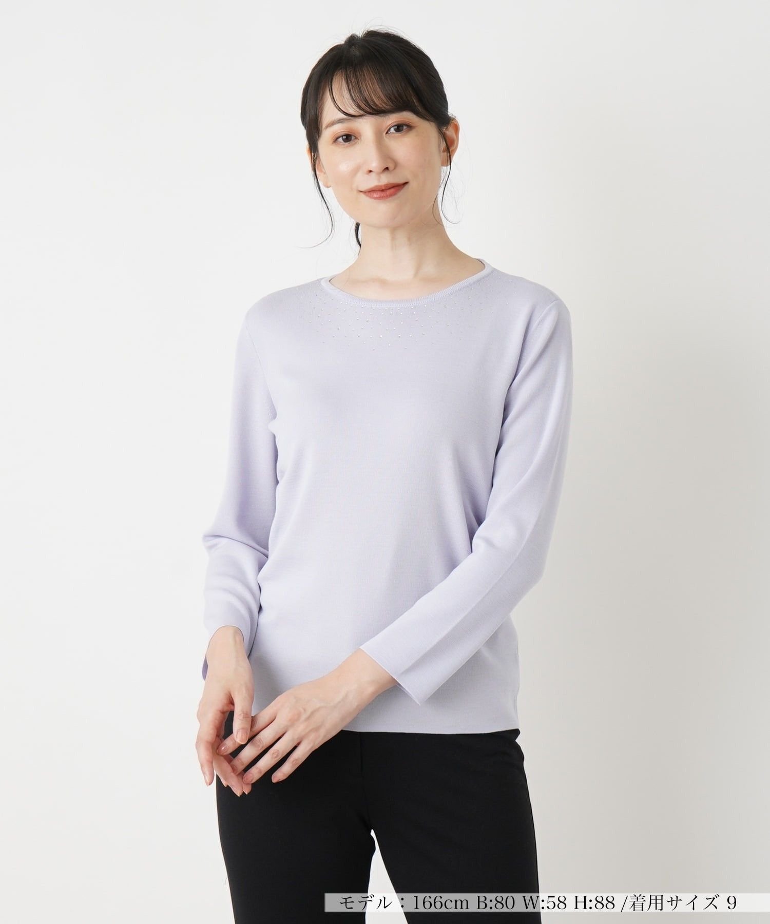 【SALE／47%OFF】Leilian ラインストーンニット レリアン トップス ニット ブラック ブルー【送料無料】