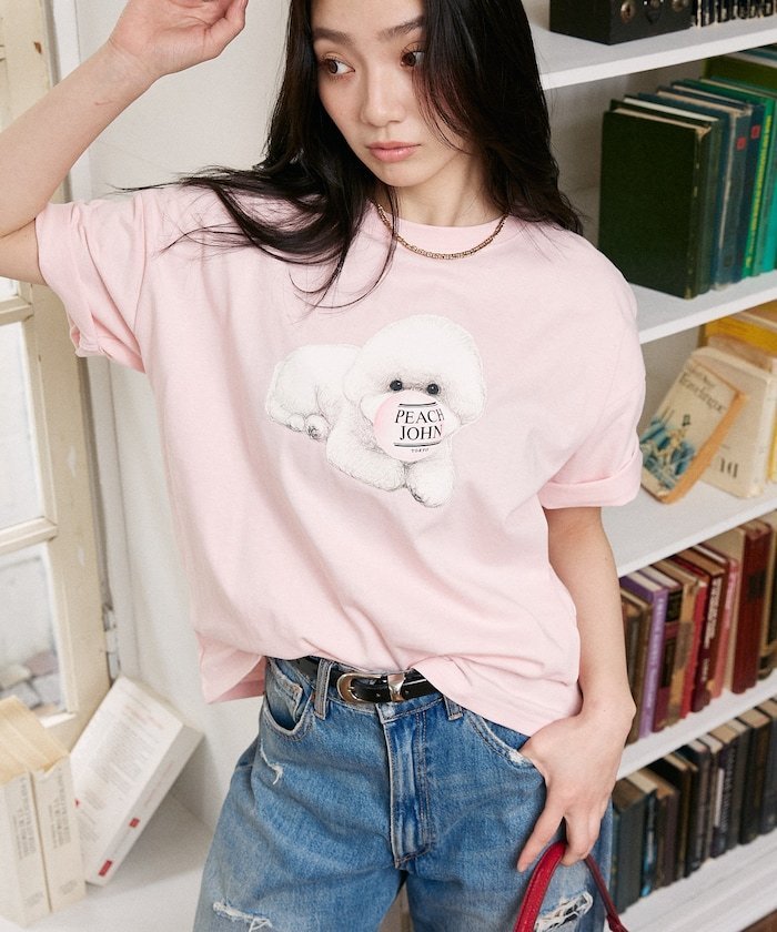 PEACH JOHN バルーン ロゴ ドッグ Tシャツ 限定展開 フリークスストア トップス カットソー・Tシャツ ブラック ネイビー ホワイト ピンク