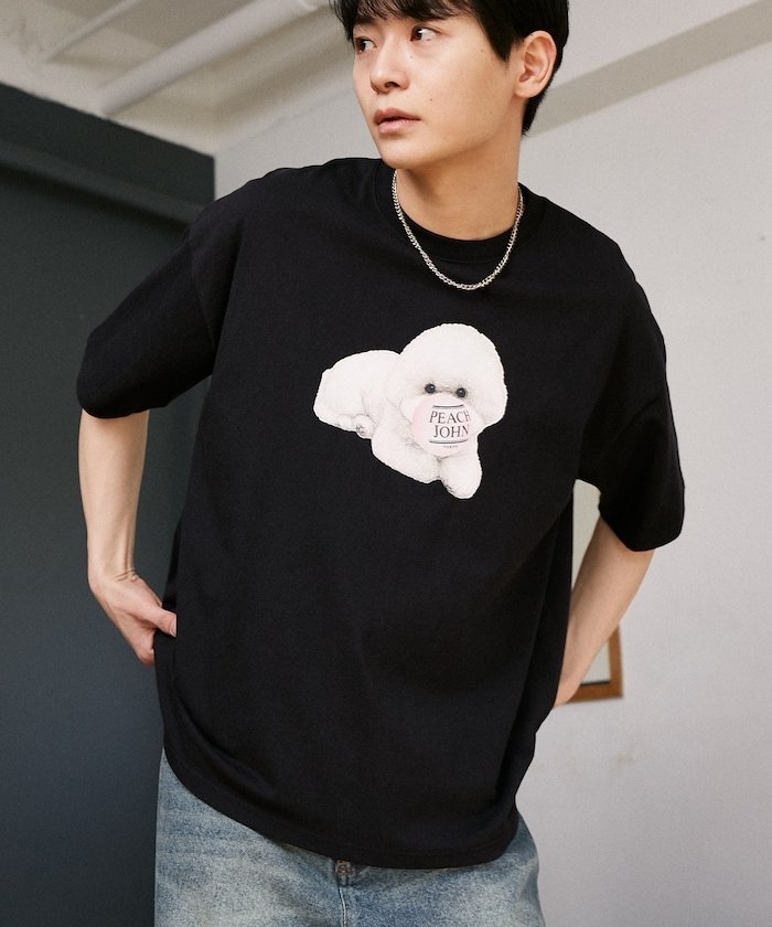 PEACH JOHN バルーン ロゴ ドッグ Tシャツ 限定展開 フリークスストア トップス カットソー・Tシャツ ブラック ネイビー ホワイト ピンク