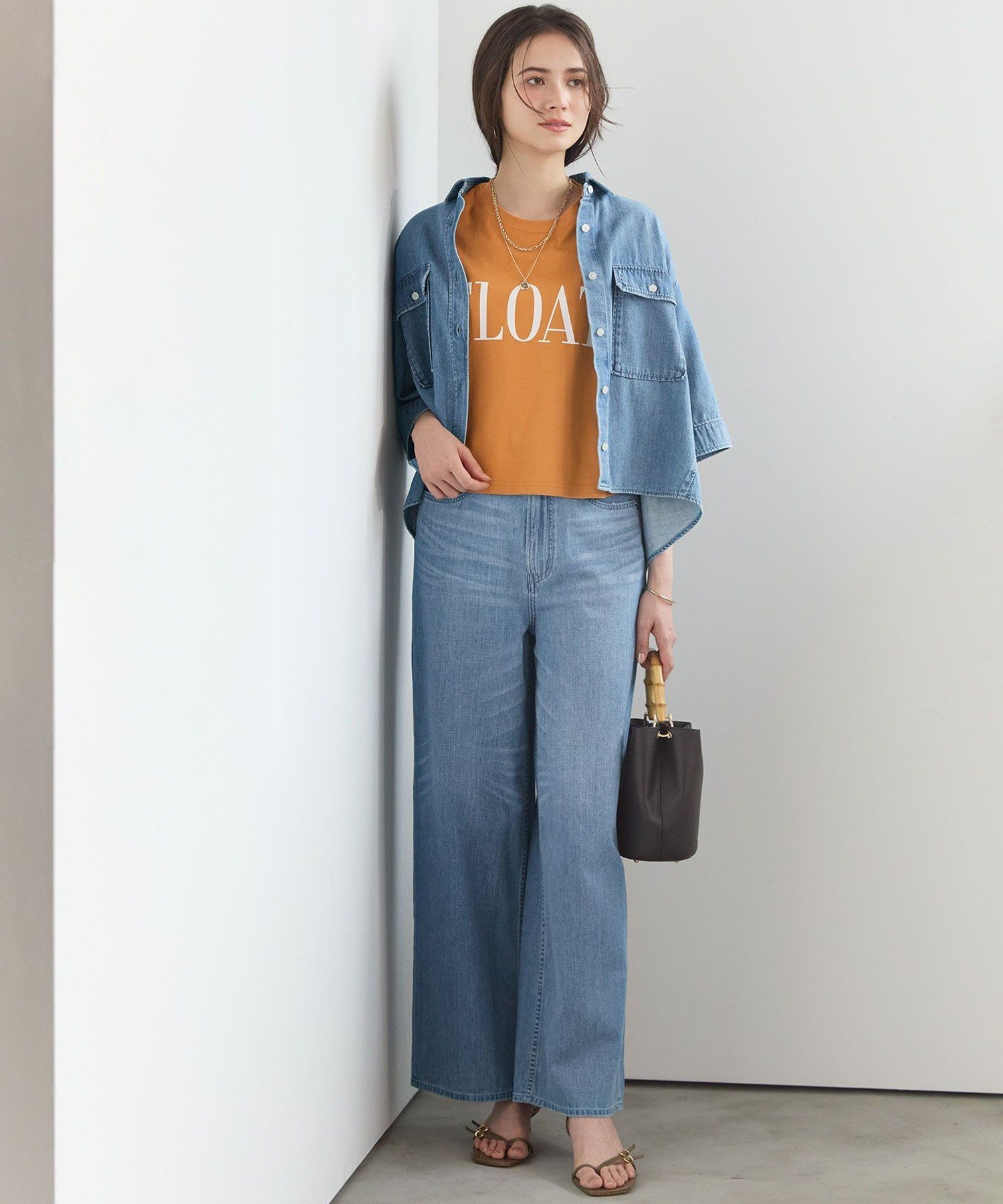 23区 S 【SLOW/一部店舗限定】LIGHT DENIM ワイド パンツ ニジュウサンク パンツ ジーンズ・デニムパンツ ブルー