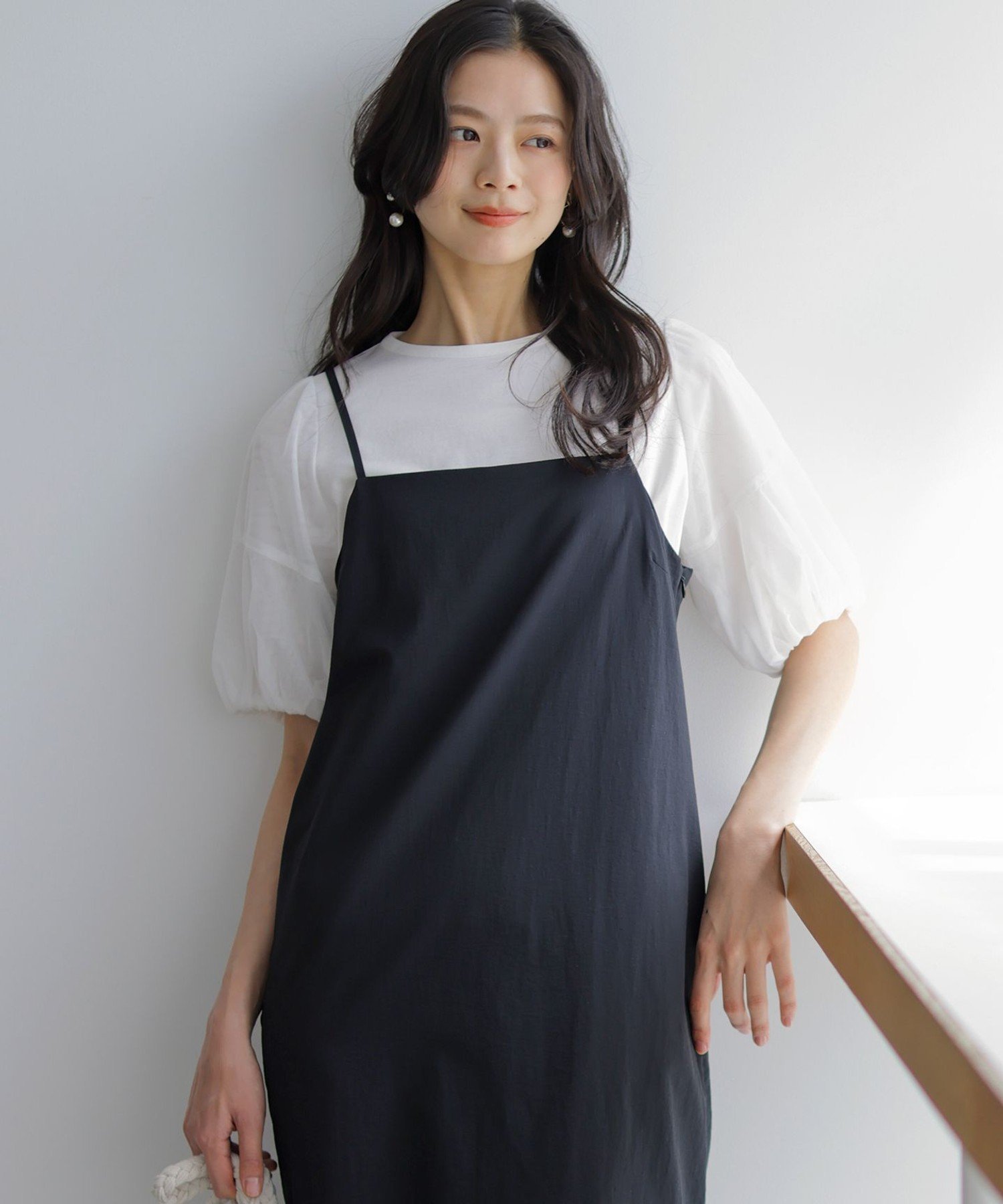 組曲 L 【WEB限定】コットンポンチ チュールコンビ カットソー クミキョク トップス カットソー・Tシャツ グレー ホワイト ブラック