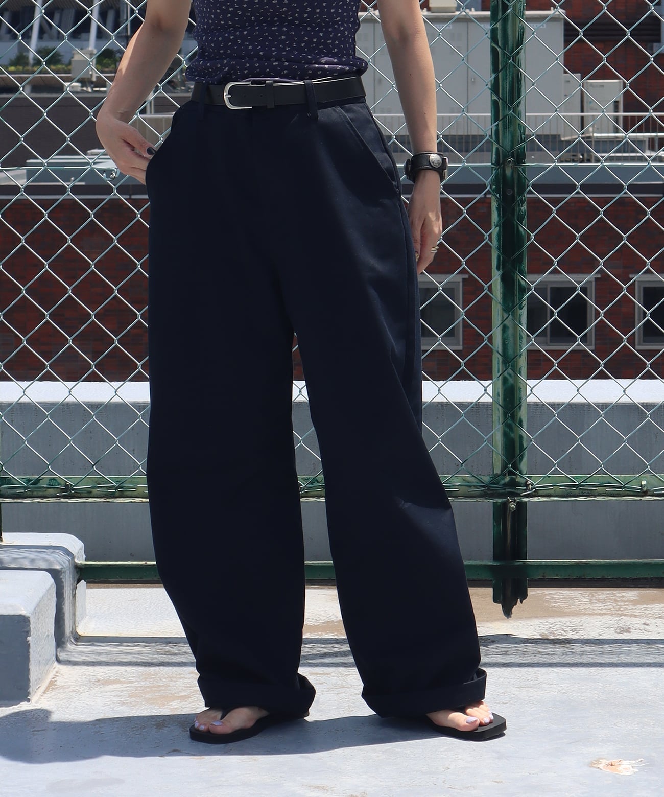 UNIVERSAL OVERALL UNIVERSAL OVERALL WIDE STRAIGHT ワイドパンツ レディース ユニバーサルオーバーオール パンツ チノパンツ ネイビー