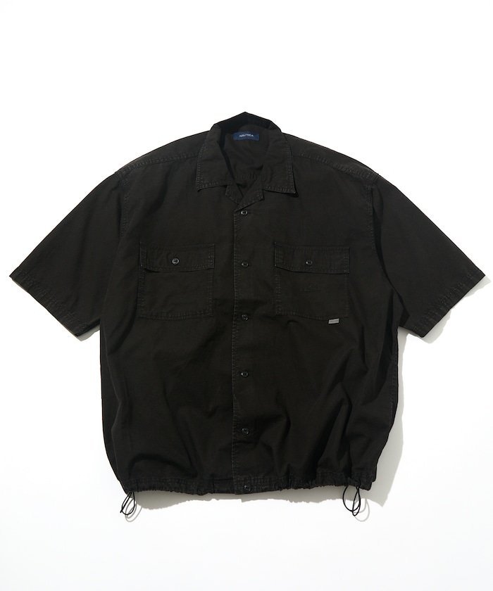 NAUTICA ワイドシルエット オーバーダイ S/S ワークシャツ フリークスストア トップス シャツ・ブラウス ネイビー グレー