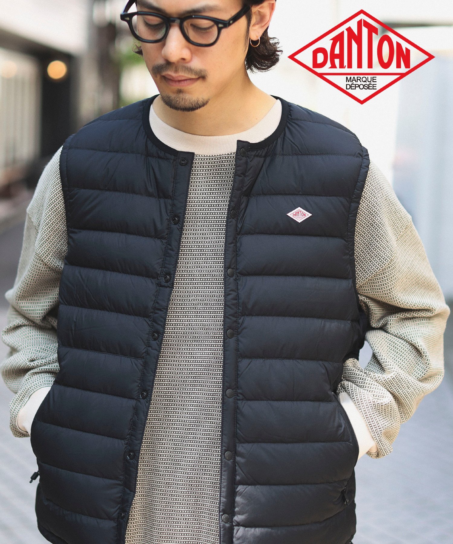 ダントン ダウン メンズ B:MING by BEAMS 【定番人気！】DANTON / インナーダウン ベスト ダントン アウター 23AW danton パッカブル アウトドア 旅行 通勤 通学 ビーミング ライフストア バイ ビームス トップス ベスト・ジレ ブラック カーキ【送料無料】