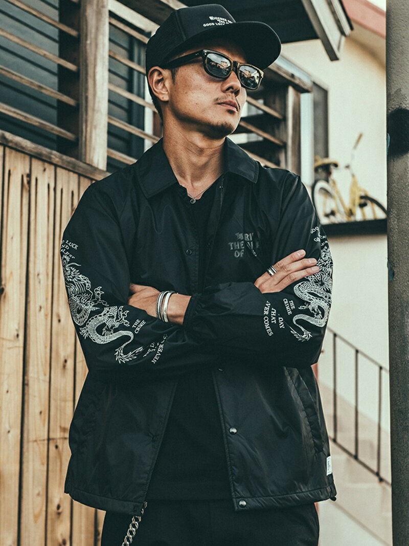 【SALE／30%OFF】CRIMIE DRAGON COACH JACKET ガーデン ジャケット・アウター ブルゾン・ジャンパー ブラック ホワイト【送料無料】