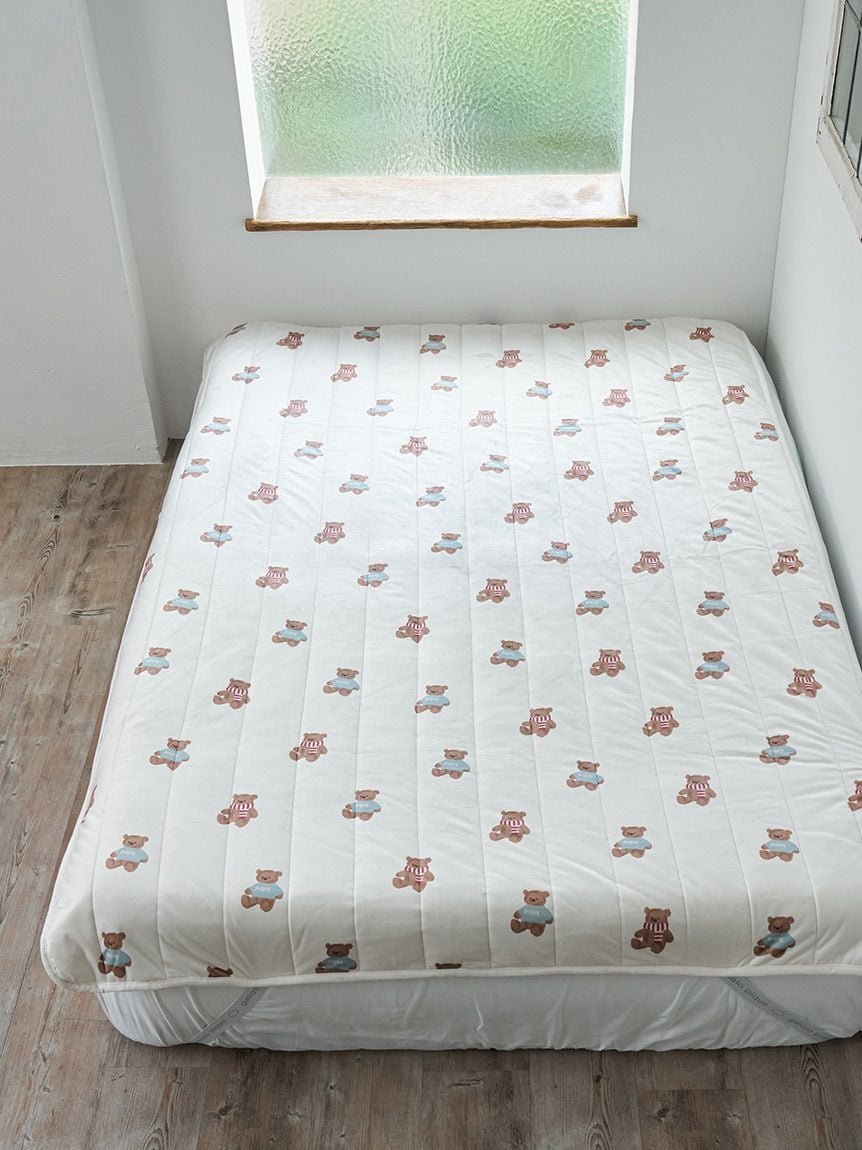 【SALE／30%OFF】gelato pique Sleep 【Sleep】【HOLIDAY】ベア柄プリント敷きパッド(シングル) ジェラートピケ インテリア・生活雑貨 その他のインテリア・生活雑貨 ホワイト ネイビー【送料無料】