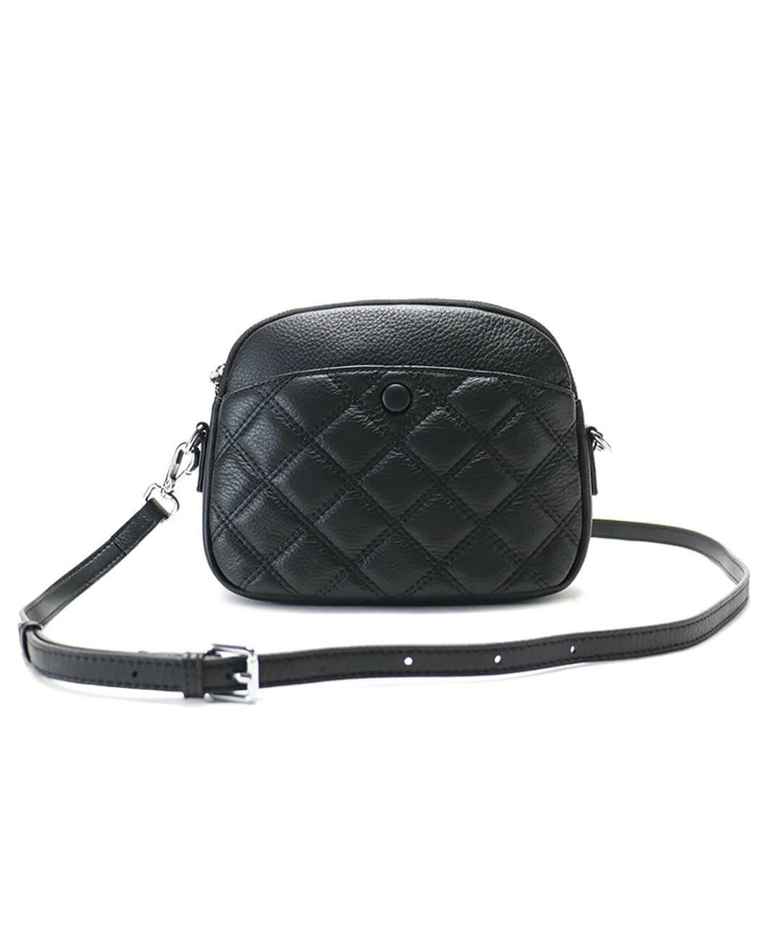 BARCOS 【BARCOS】キルティングレザーラウンドポシェット バルコス バッグ ボディバッグ・ウエストポーチ ブラック ホワイト【送料無料】