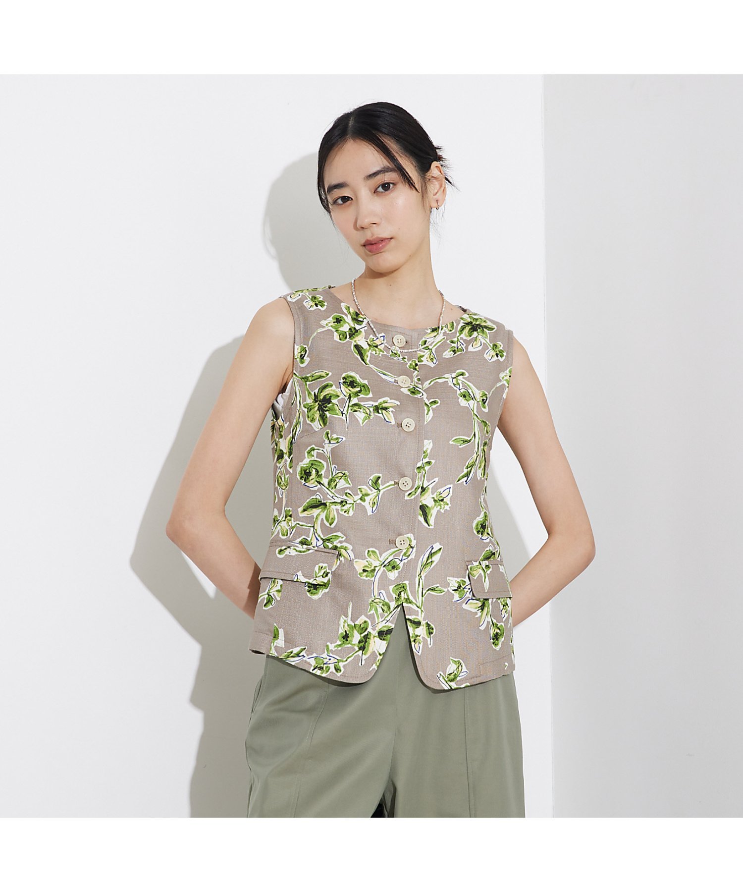 【SALE／20%OFF】qualite ブッチャーフラワーノースリーブ カリテ トップス キャミソール ブラウン【送料無料】