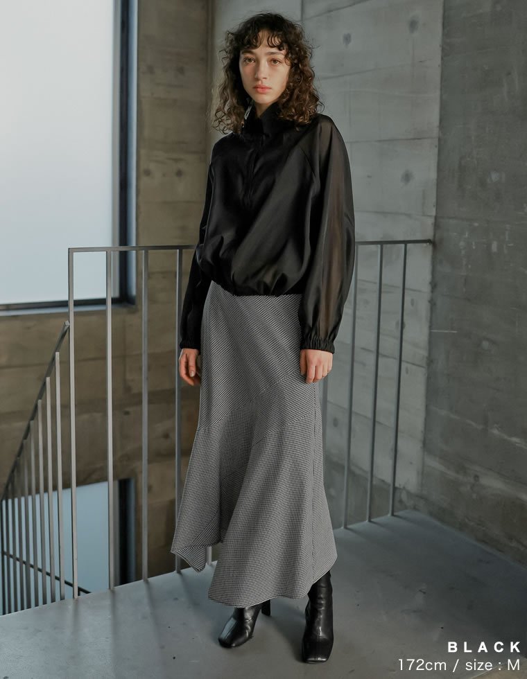 【SALE／10%OFF】Re:EDIT ギンガムアシンメトリーヘムスカート リエディ スカート ロング・マキシスカート ブラック ブラウン【送料無料】 stylife-15486678 Rakuten Fashion サンプル画像3