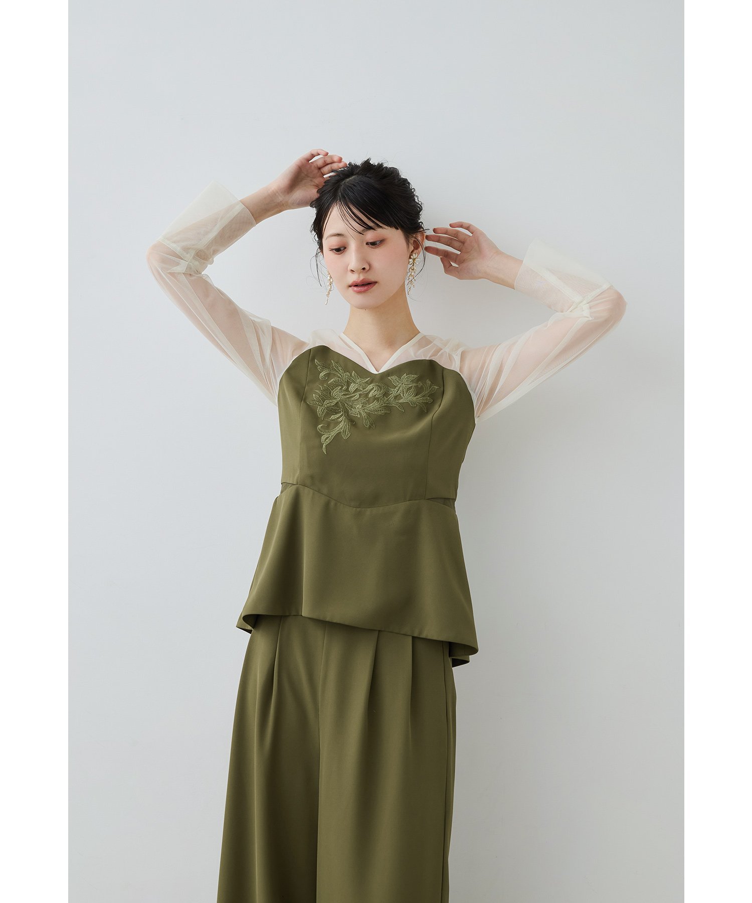 楽天市場】パンツドレス セットアップ（カラーグリーン）の通販
