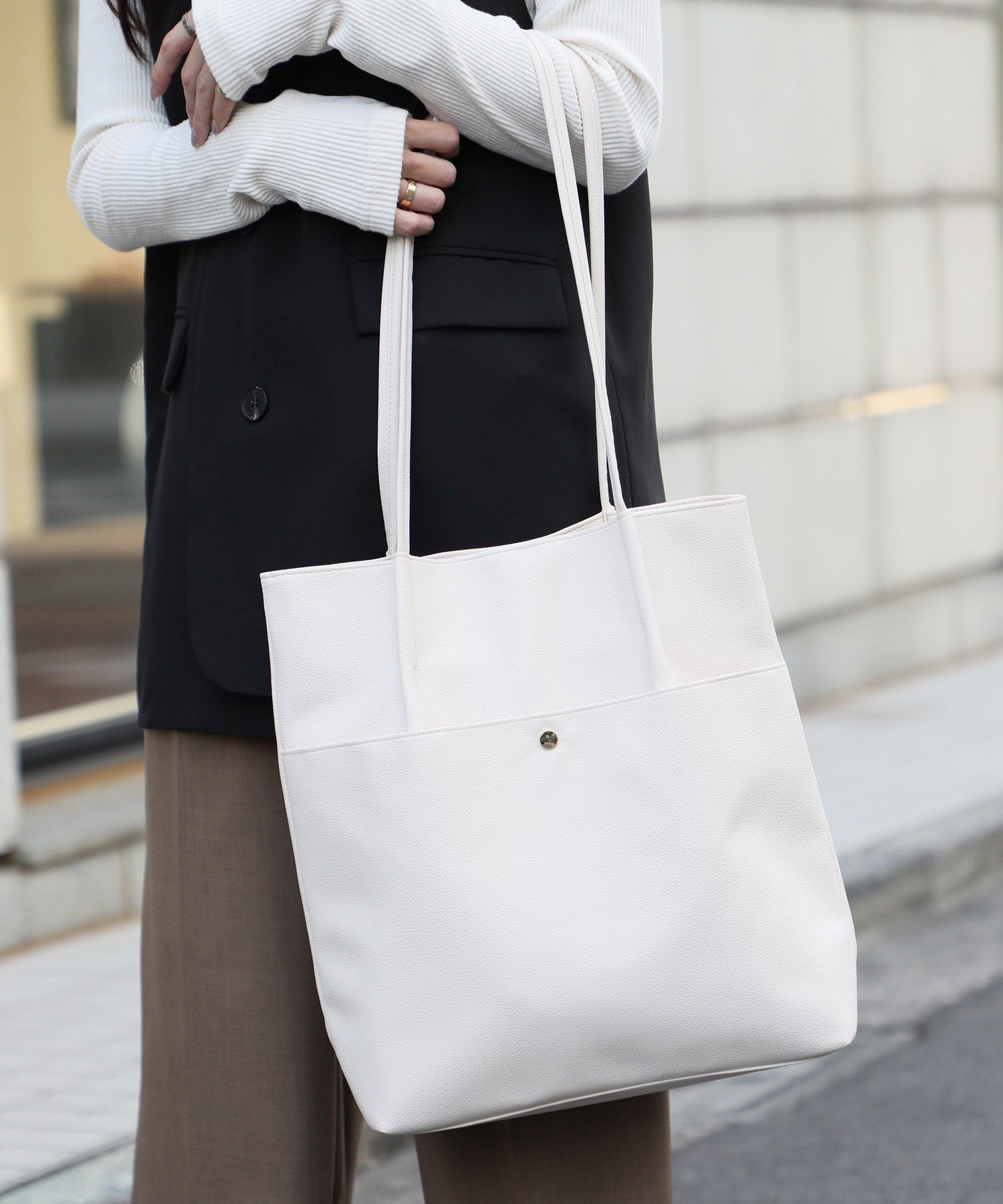 【SALE／37%OFF】MAISON BREEZE MAISON BREEZE/PUレザーシンプルタックA4トートバッグ セットアップセブン バッグ トートバッグ