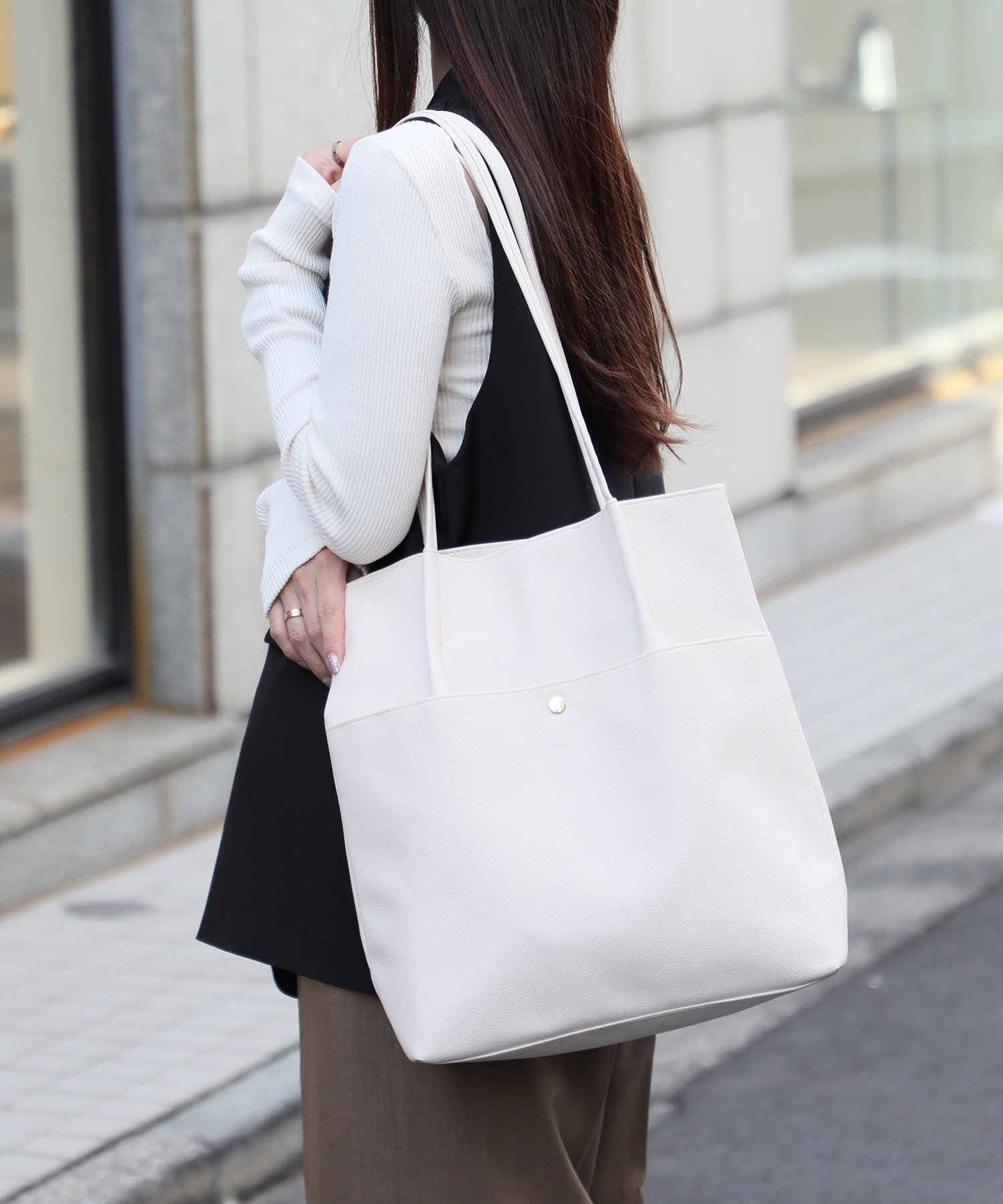 【SALE／37%OFF】MAISON BREEZE MAISON BREEZE/PUレザーシンプルタックA4トートバッグ セットアップセブン バッグ トートバッグ