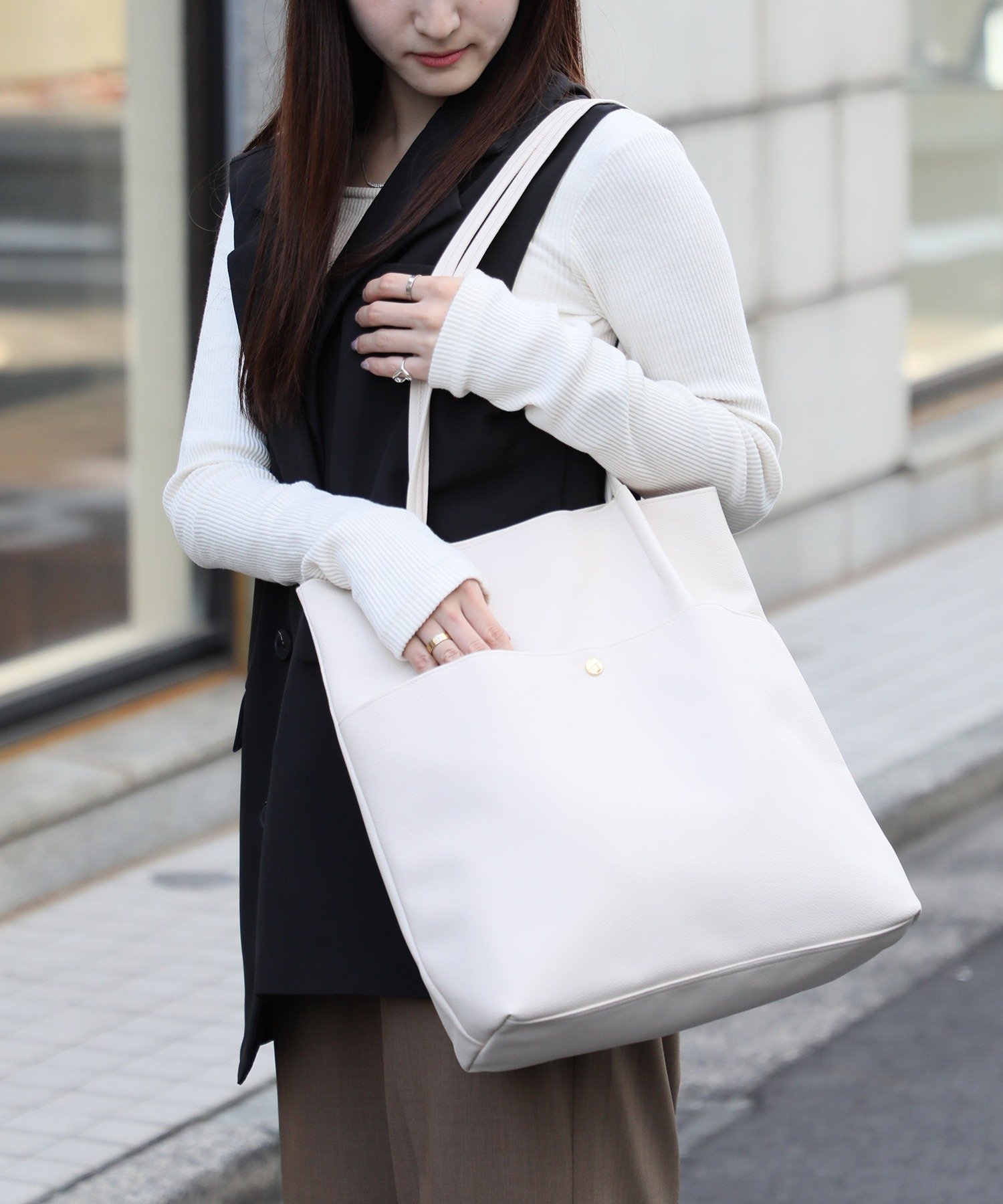 【SALE／37%OFF】MAISON BREEZE MAISON BREEZE/PUレザーシンプルタックA4トートバッグ セットアップセブン バッグ トートバッグ