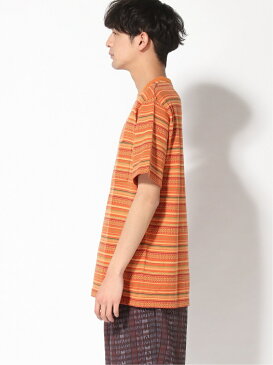 【SALE/50%OFF】BEAMS MEN BEAMS PLUS / ジャガード ボーダー ポケット Tシャツ ビームス メン カットソー Tシャツ ネイビー オレンジ【送料無料】