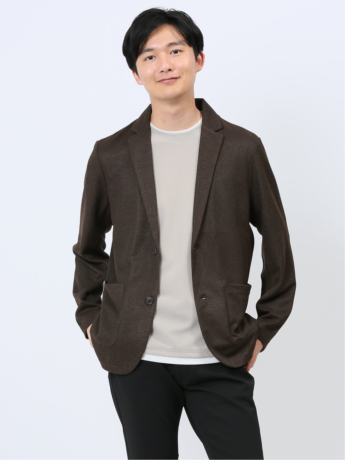 【SALE／50%OFF】TAKA-Q 【24AW】 ドビーメッシュ 2ボタン テーラードジャケット タカキュー トップス その他のトップス ネイビー グレー ブラウン【送料無料】
