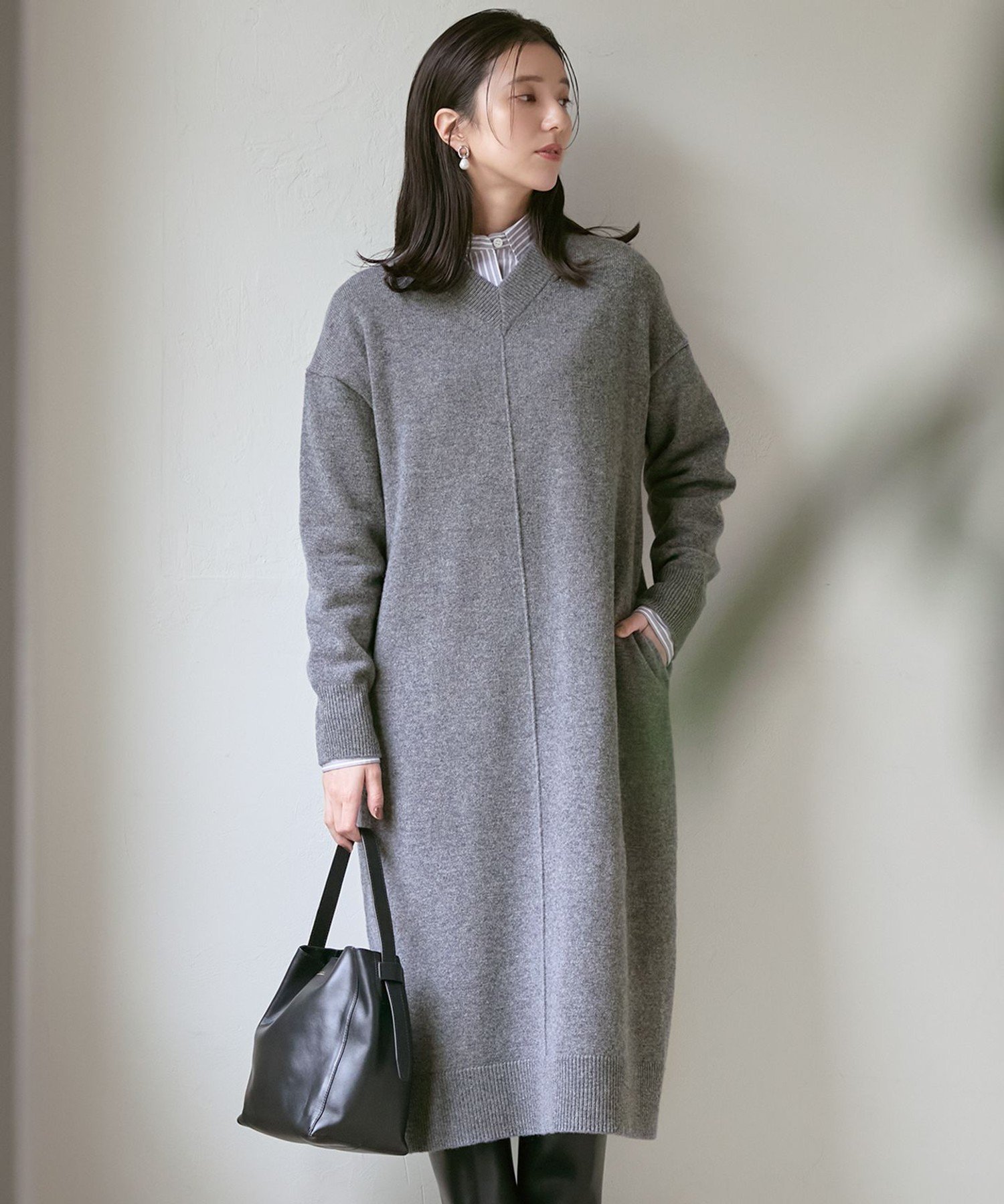 【SALE/20%OFF】23区 S 【SLOW/一部店舗限定】ニットトータル Vネック ワンピース ニジュウサンク ワンピース・ドレス ワンピース ピンク ホワイト グレー【送料無料】