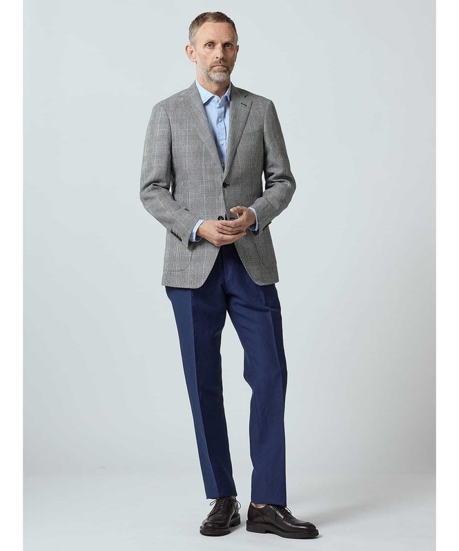 【SALE／50%OFF】Aquascutum MEN 【UK Traditional】Linen Glenplaid Jacket アクアスキュータム ジャケット・アウター テーラードジャケット・ブレザー ブルー【送料無料】