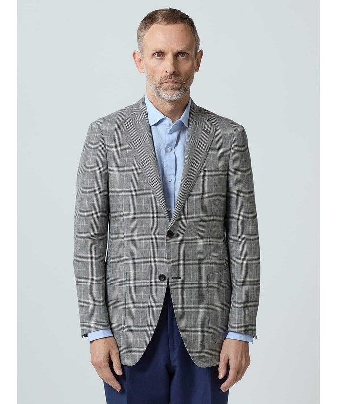 【SALE／50%OFF】Aquascutum MEN 【UK Traditional】Linen Glenplaid Jacket アクアスキュータム ジャケット・アウター テーラードジャケット・ブレザー ブルー【送料無料】