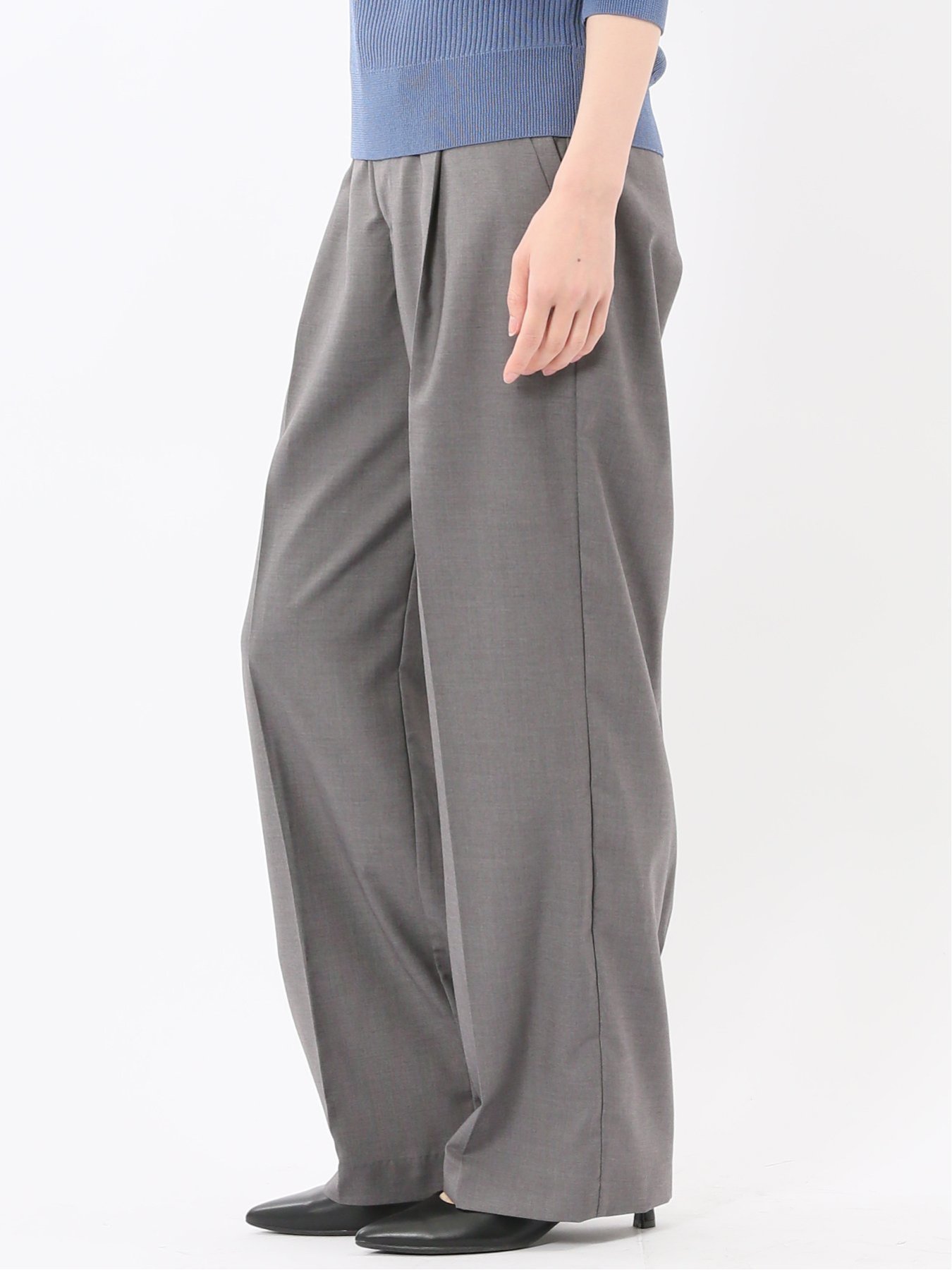 【SALE／30%OFF】m.f.editorial ストレッチ ワンタック ワイドパンツ タカキュー パンツ その他のパンツ グレー【送料無料】