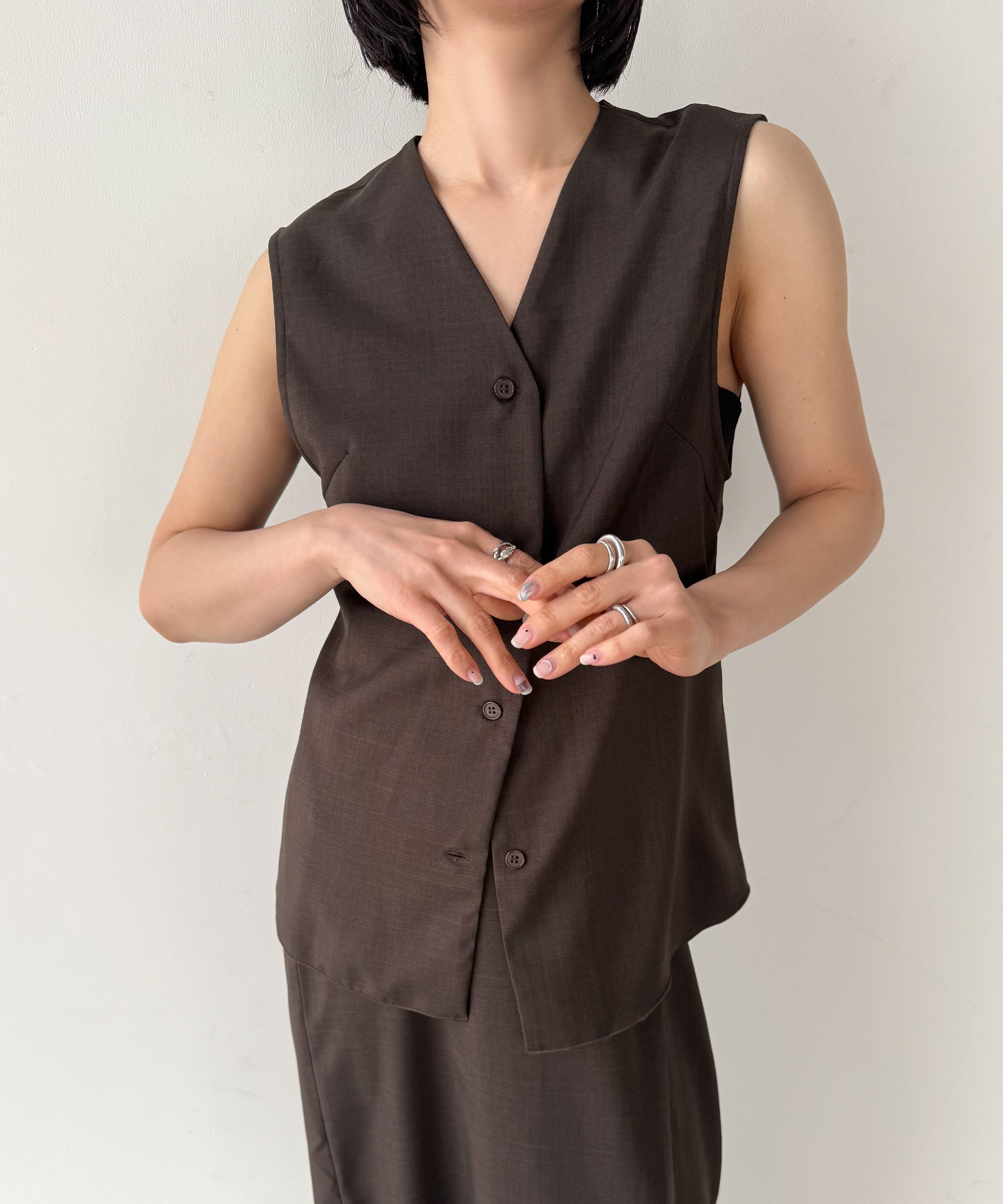 【SALE／33%OFF】SELECT MOCA ラウンドヘムVネックベスト【セットアップ対応】【by SON】 セレクトモカ トップス ベスト・ジレ