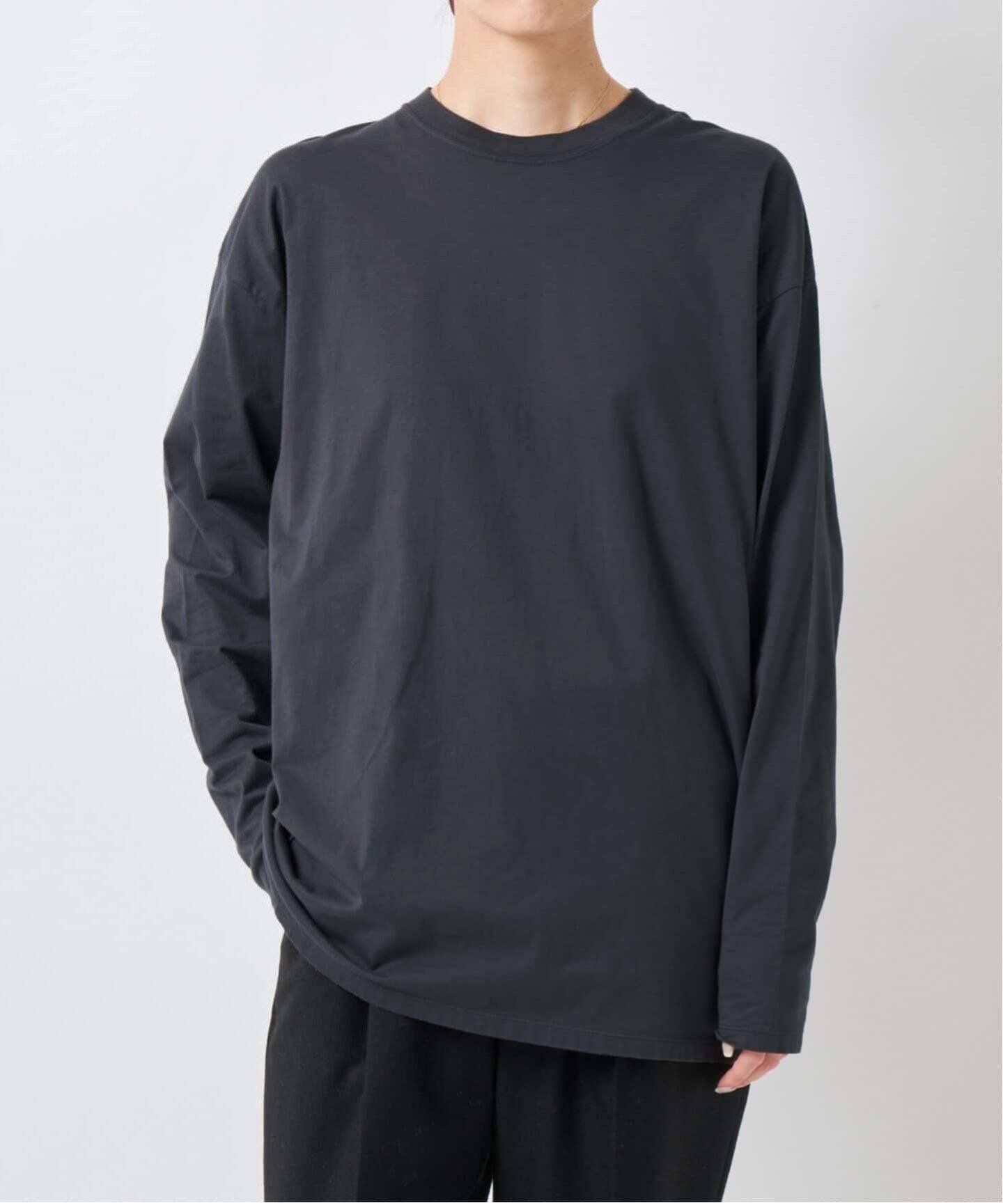 CALMER ■ナチュラルダイロングTシャツ スピックアンドスパン トップス カットソー・Tシャツ グレー ベージュ