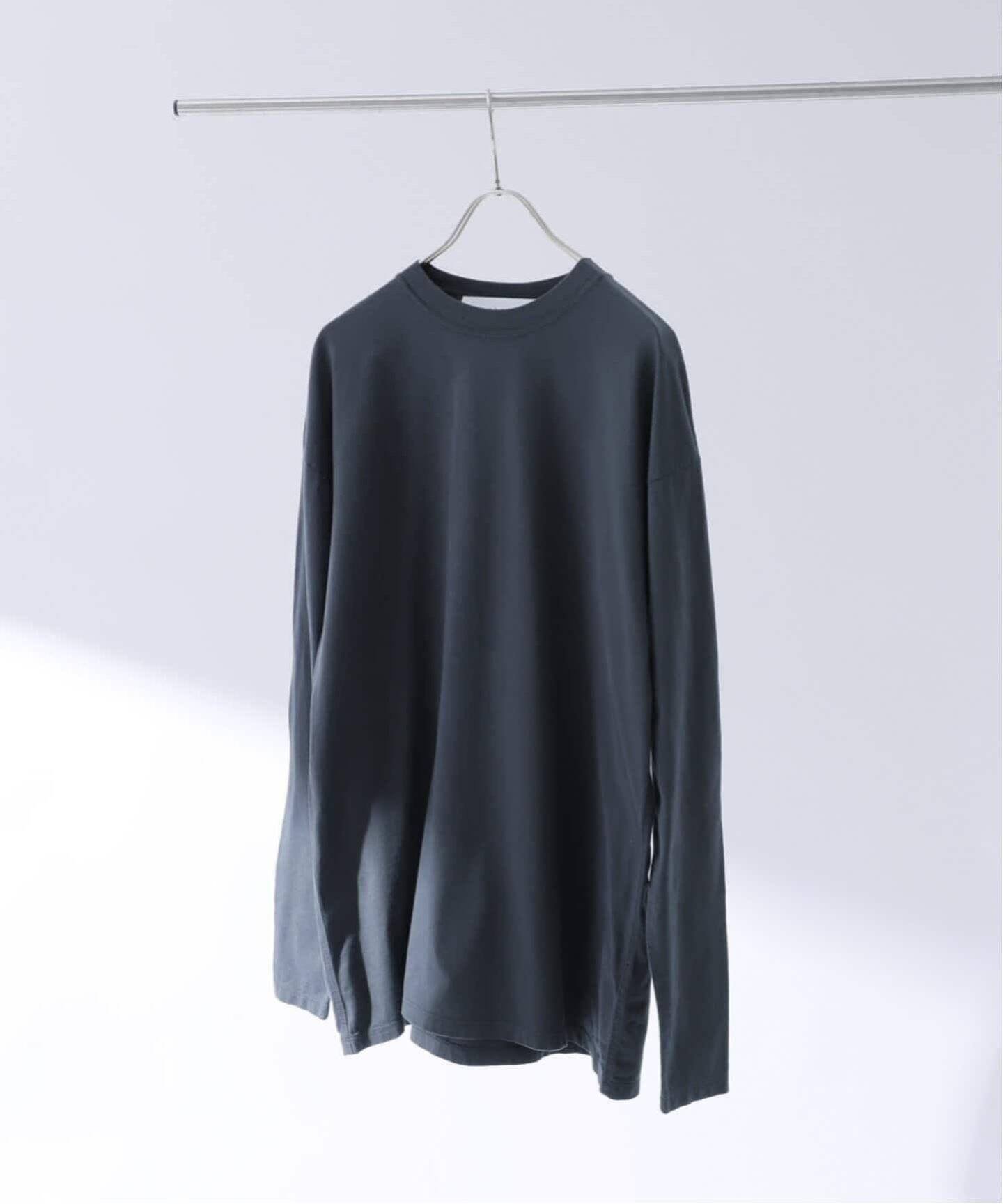 CALMER ■ナチュラルダイロングTシャツ スピックアンドスパン トップス カットソー・Tシャツ グレー ベージュ