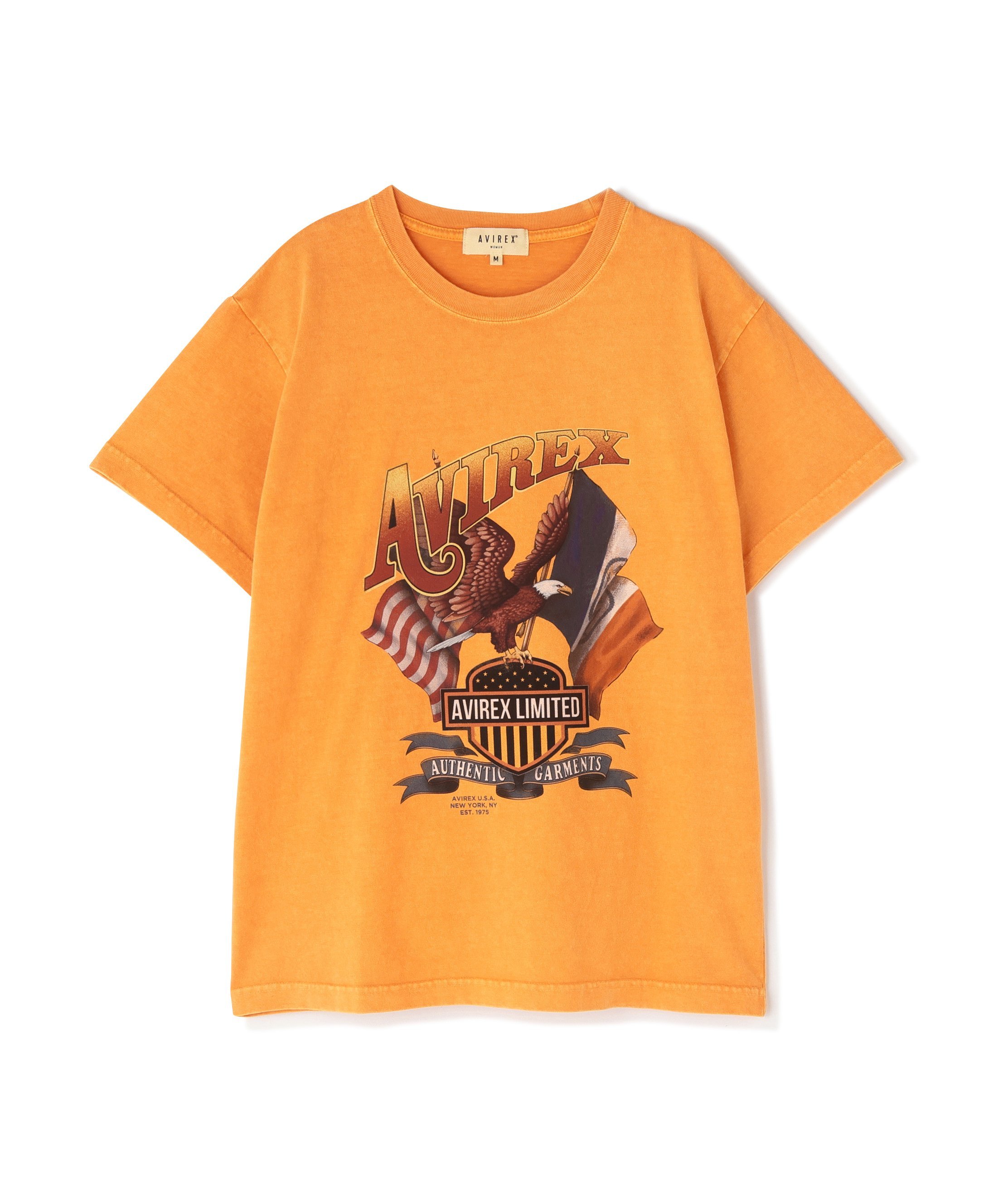 《WOMAN》FADE EAGLE T-SHIRT アヴィレックス トップス カットソー・Tシャツ ホワイト オレンジ グレー
