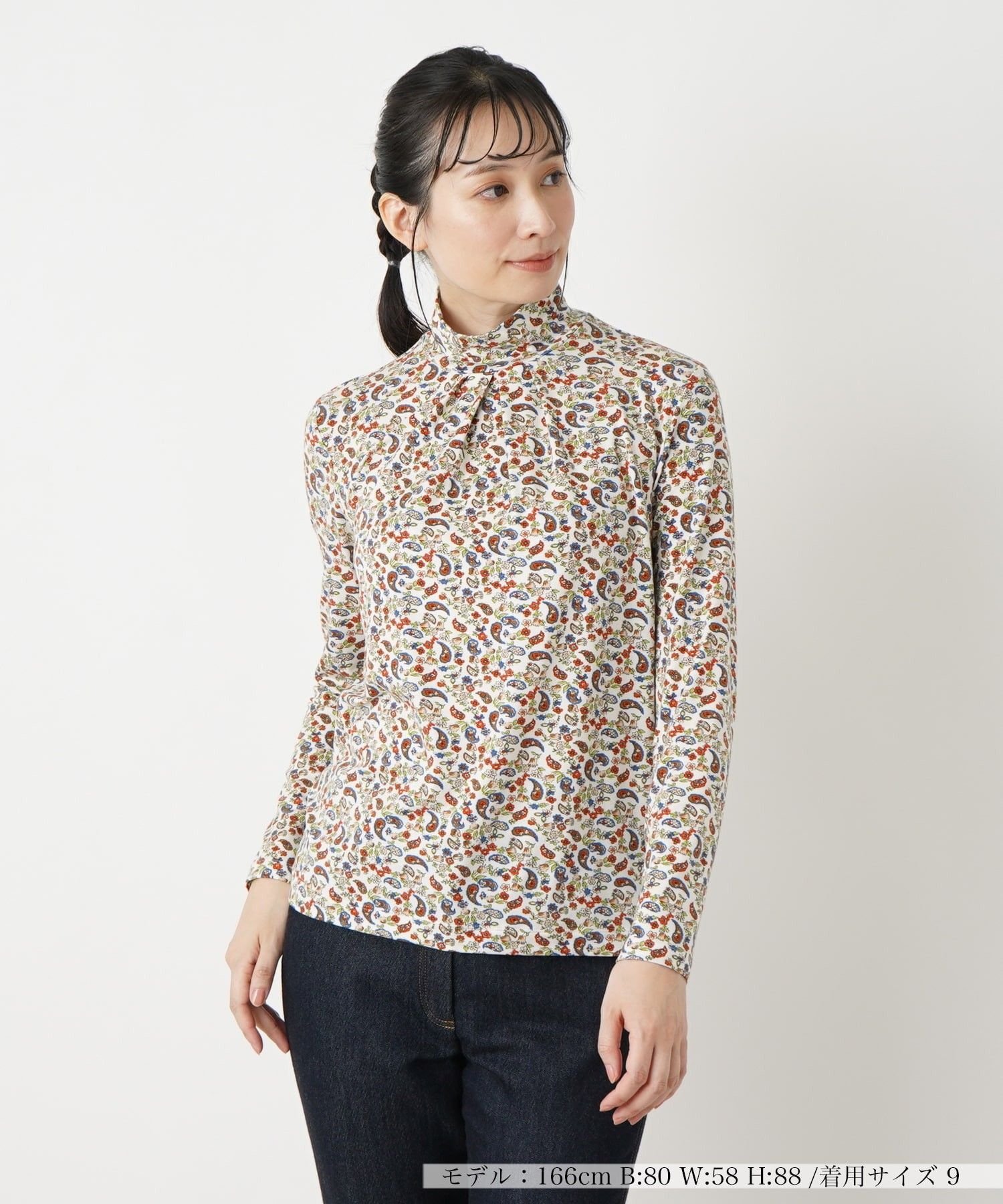 Leilian ペイズリー柄ハイネックカットソー レリアン トップス カットソー・Tシャツ ブラウン パープル