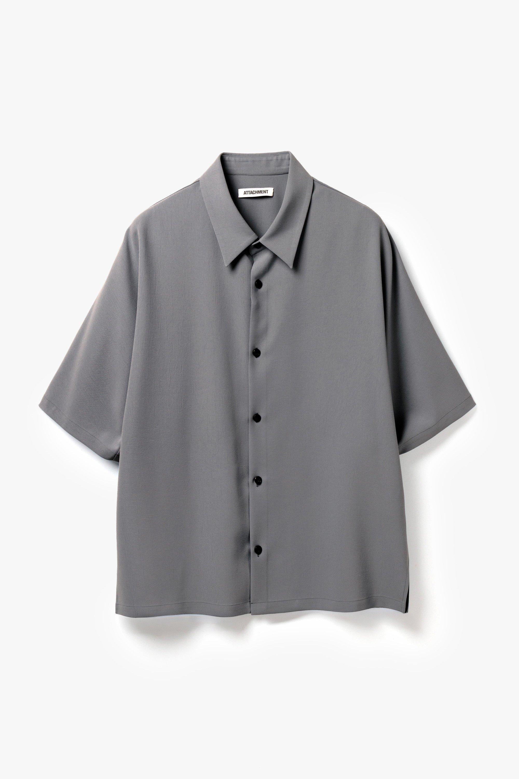 ATTACHMENT ポリエステルライトトロ ドルマンスリーブレギュラーカラーシャツ S/S アタッチメント トップス シャツ・ブラウス ブラック グレー ブルー【送料無料】