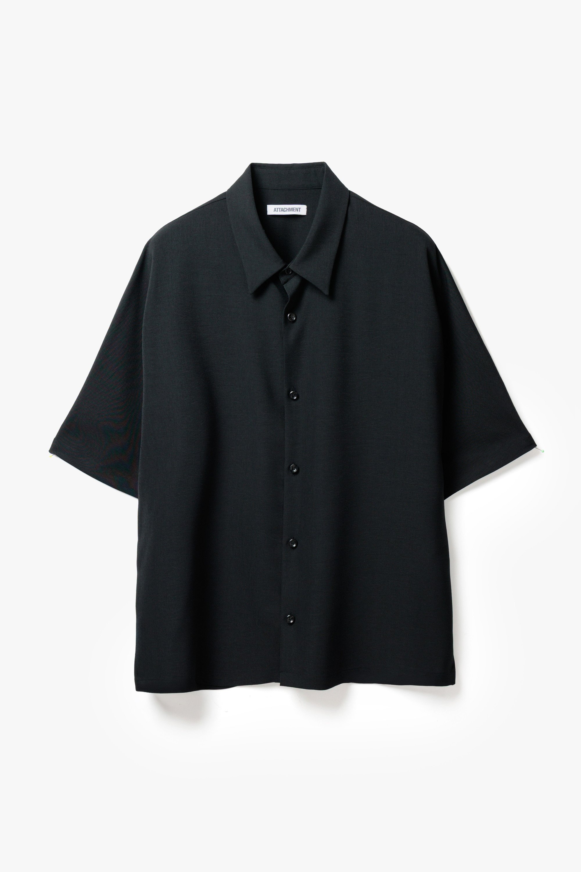 ATTACHMENT ポリエステルライトトロ ドルマンスリーブレギュラーカラーシャツ S/S アタッチメント トップス シャツ・ブラウス ブラック グレー ブルー【送料無料】
