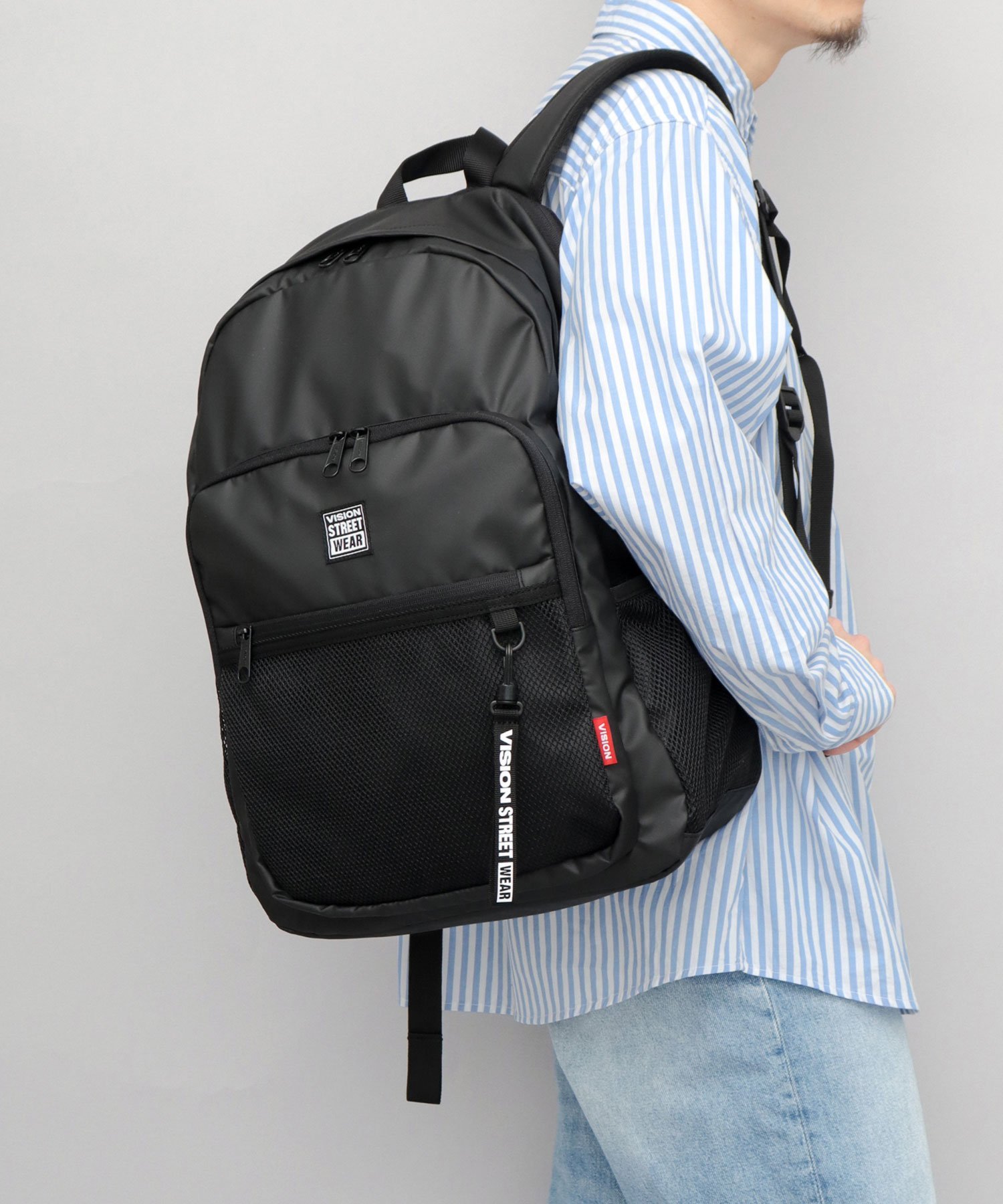 VISION STREET WEAR VISION STREET WEAR リュック 拡張 B4対応 大容量 エー.エム.エス. バッグ リュック・バックパック ブラック【送料無料】