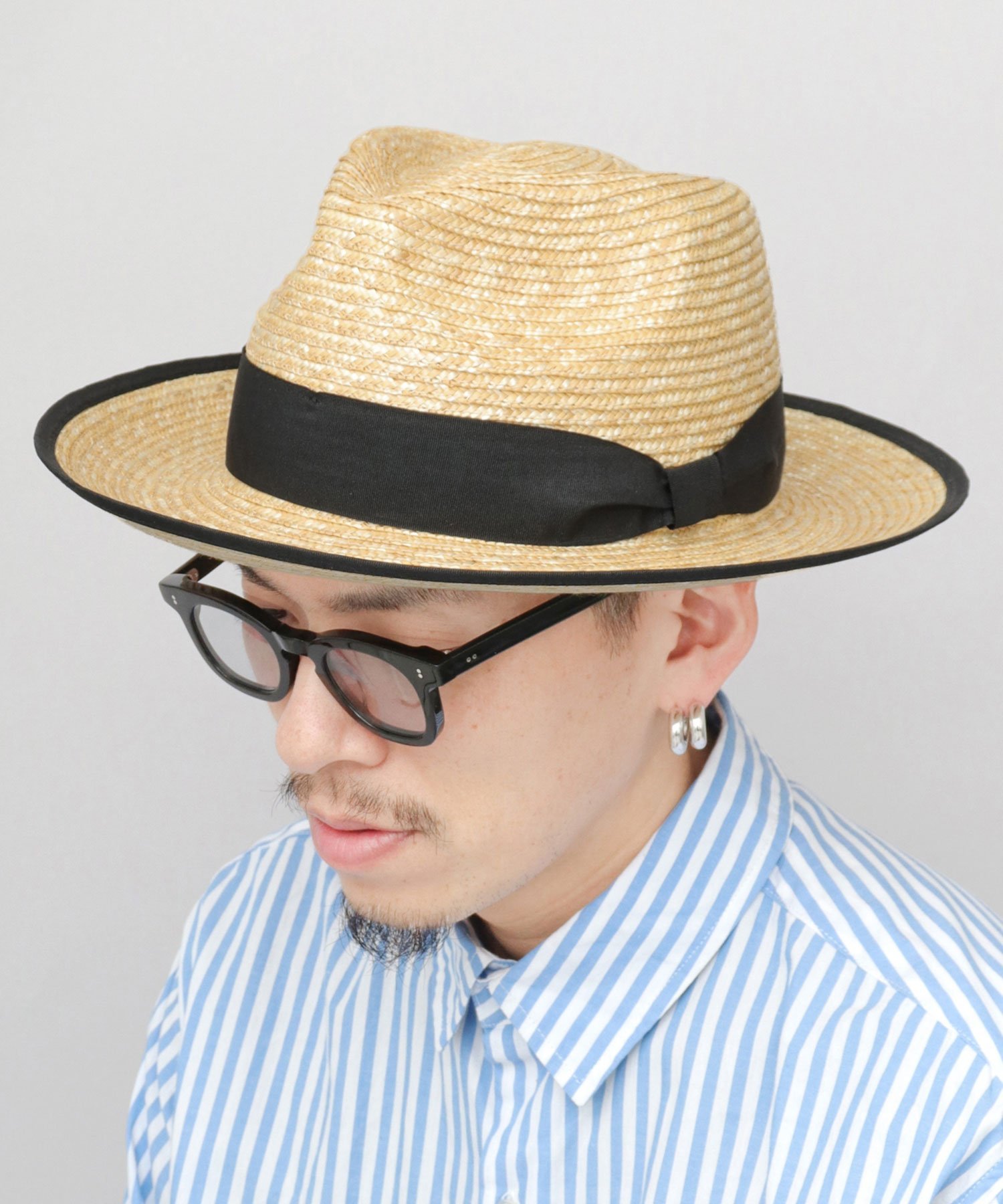 Ruben Ruben ストローハット メンズ レディース 麦わら帽子 中折れ ロングブリム エー.エム.エス. 帽子 ハット ブラック グレー ベージュ【送料無料】