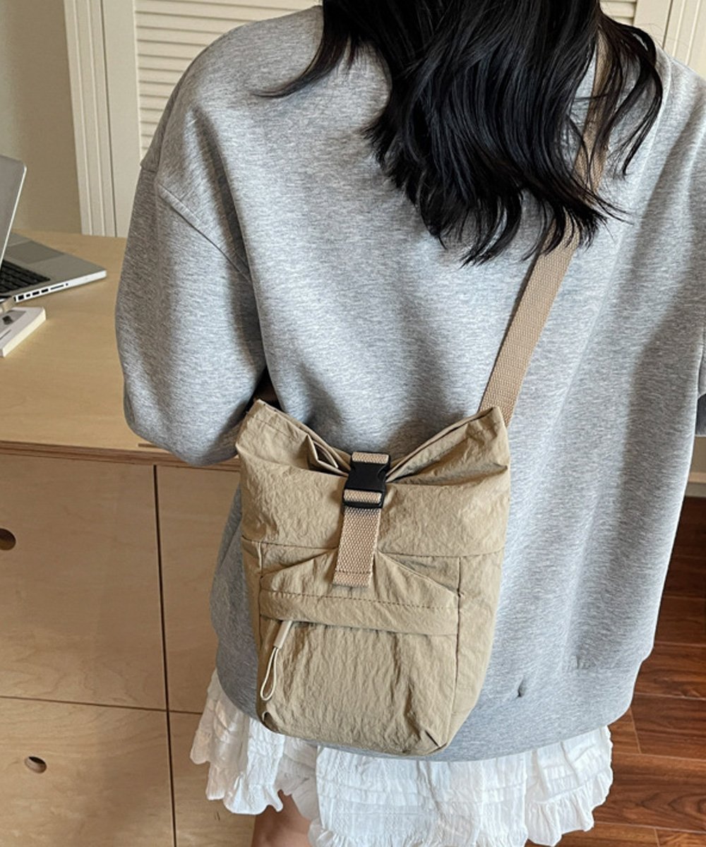 【SALE／34%OFF】miniministore 軽量ナイロンロールトップショルダーバッグ ミニミニストア バッグ ショルダーバッグ ピンク イエロー ブラック ベージュ