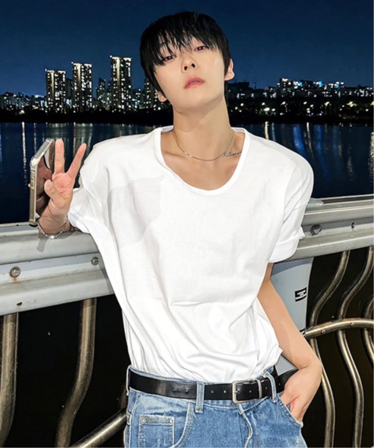 NOWLE NOWLE/(M)ワイドラウンドネック 半袖 Tシャツ チェルカ トップス カットソー・Tシャツ ホワイト ブラック