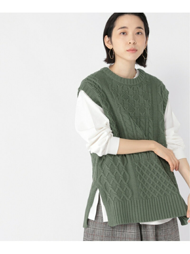 【SALE／30%OFF】studio CLIP 5GケーブルキリカエVT スタディオクリップ トップス その他のトップス グリーン グレー ブラックのサムネイル