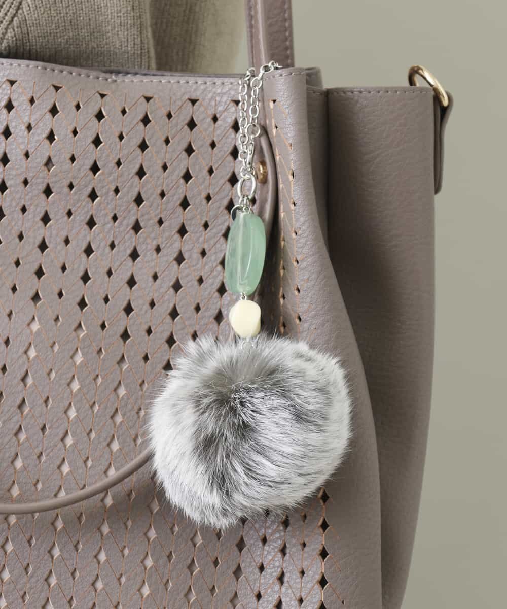 【SALE／50%OFF】MK MICHEL KLEIN BAG ラビットファーチャーム エムケーミッシェルクランバック ファッション雑貨 チャーム・キーチェーン ブラック ベージュ グレー