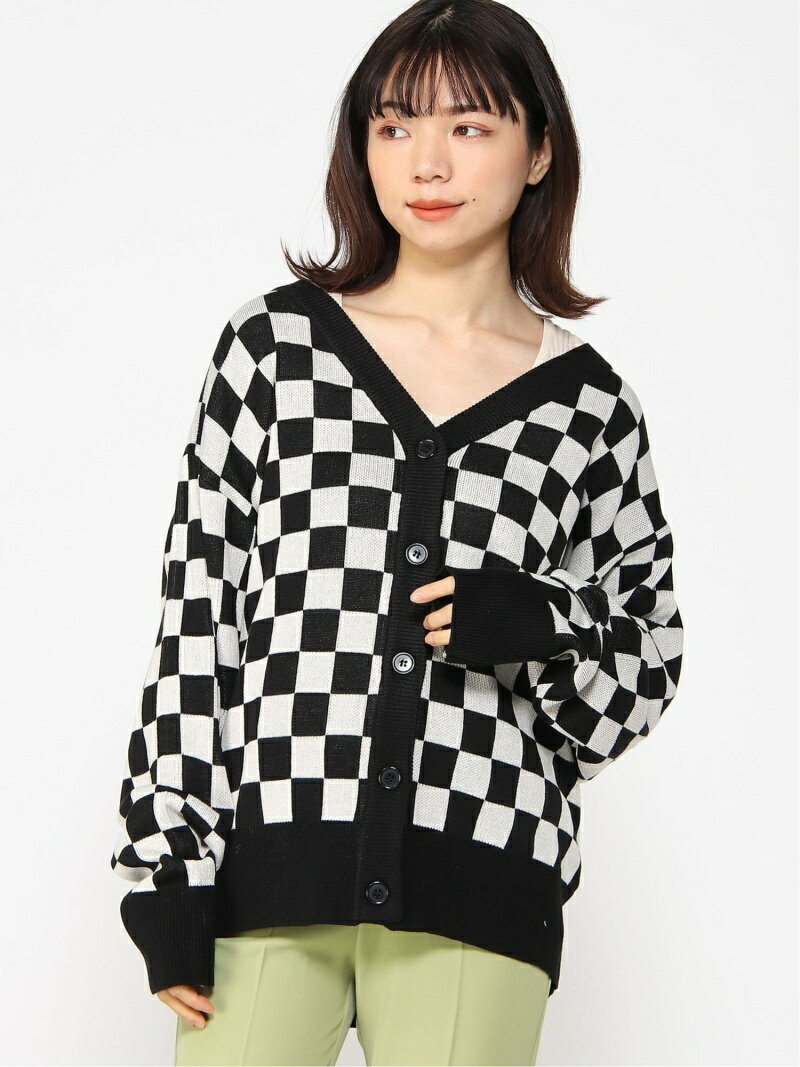 【SALE／68%OFF】INGNI 12Gロング丈チェッカー柄ニットCD イング トップス カーディガン グリーン ブルー ブラックのサムネイル