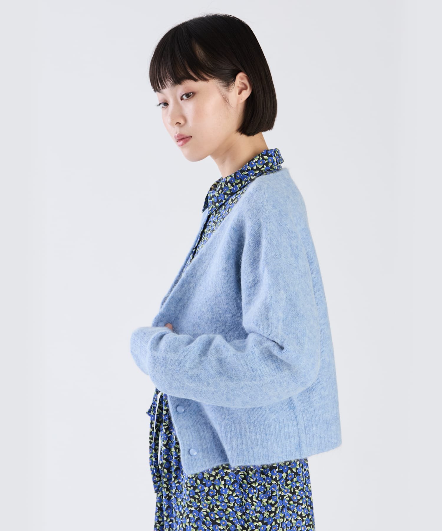 【SALE／50%OFF】To b. by agnes b. WW75 CARDIGAN ヘアリーブイネックカーディガン アニエスベー トップス カーディガン ブルー【送料無料】