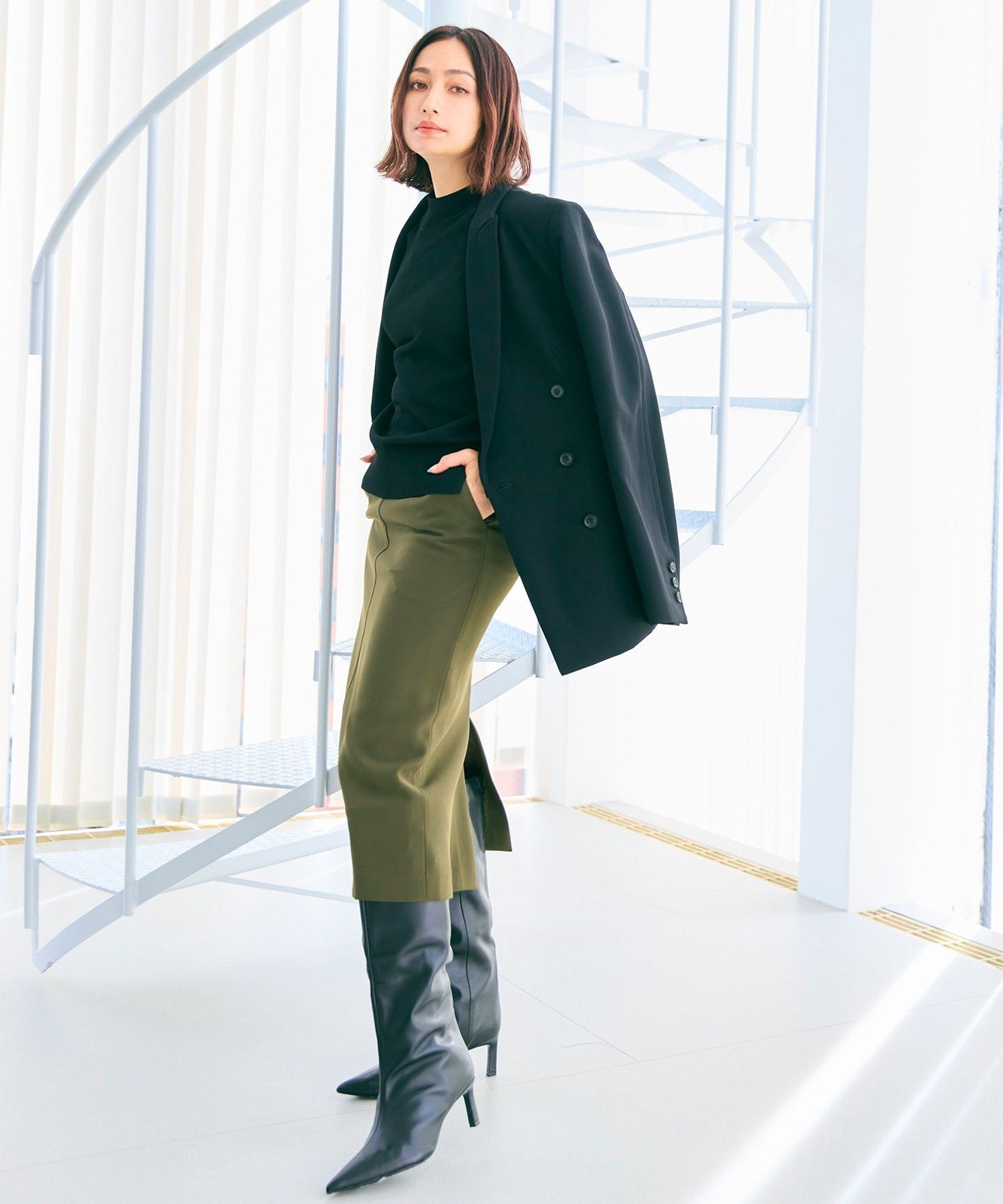 , 【洗える】ALAINA / ダブルジャケット ベイジ, ジャケット・アウター テーラードジャケット・ブレザー ブラック ベージュ