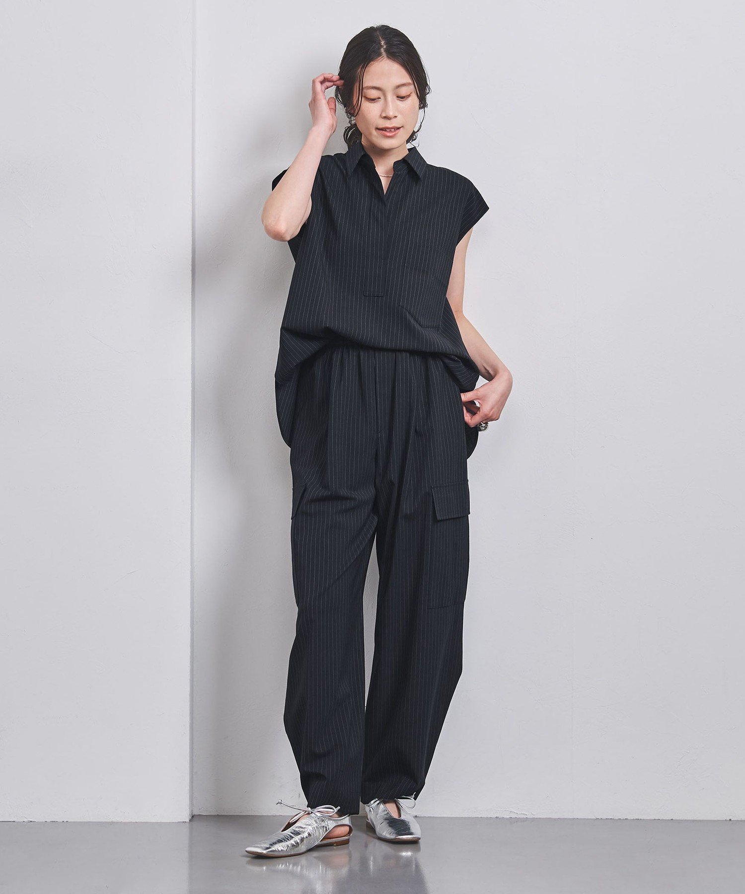 UNITED ARROWS ★新品未使用★ 半袖 ブラウス　グレー バイカラーパイピング ショートスリーブ ブラウス （シャツ