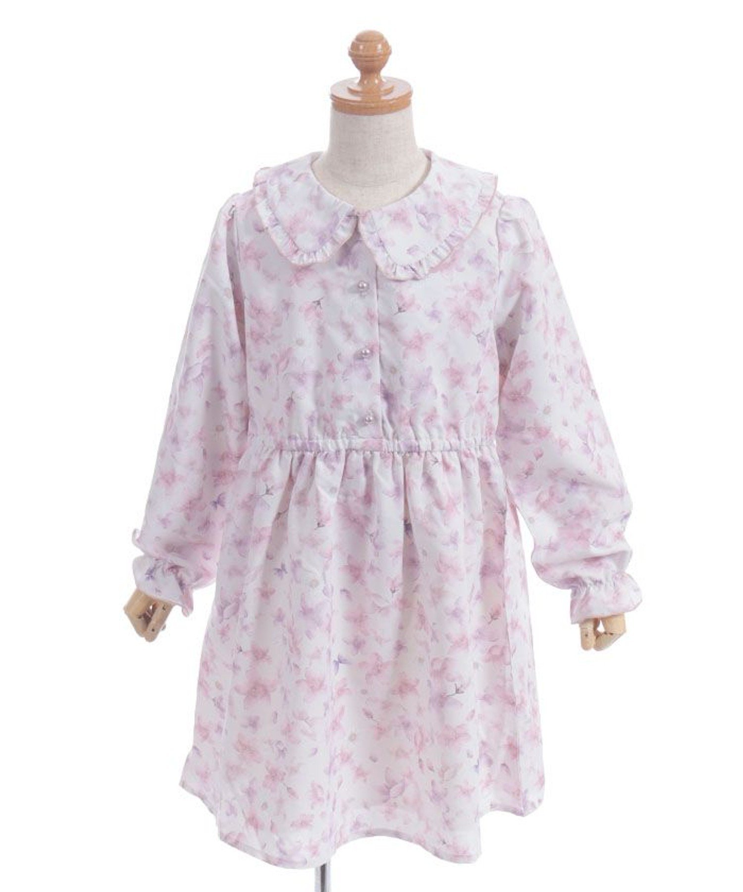 【SALE／50%OFF】axes femme kids サクラ柄シャツワンピース アクシーズファム ワンピース・ドレス ワンピース ピンク ベージュのサムネイル